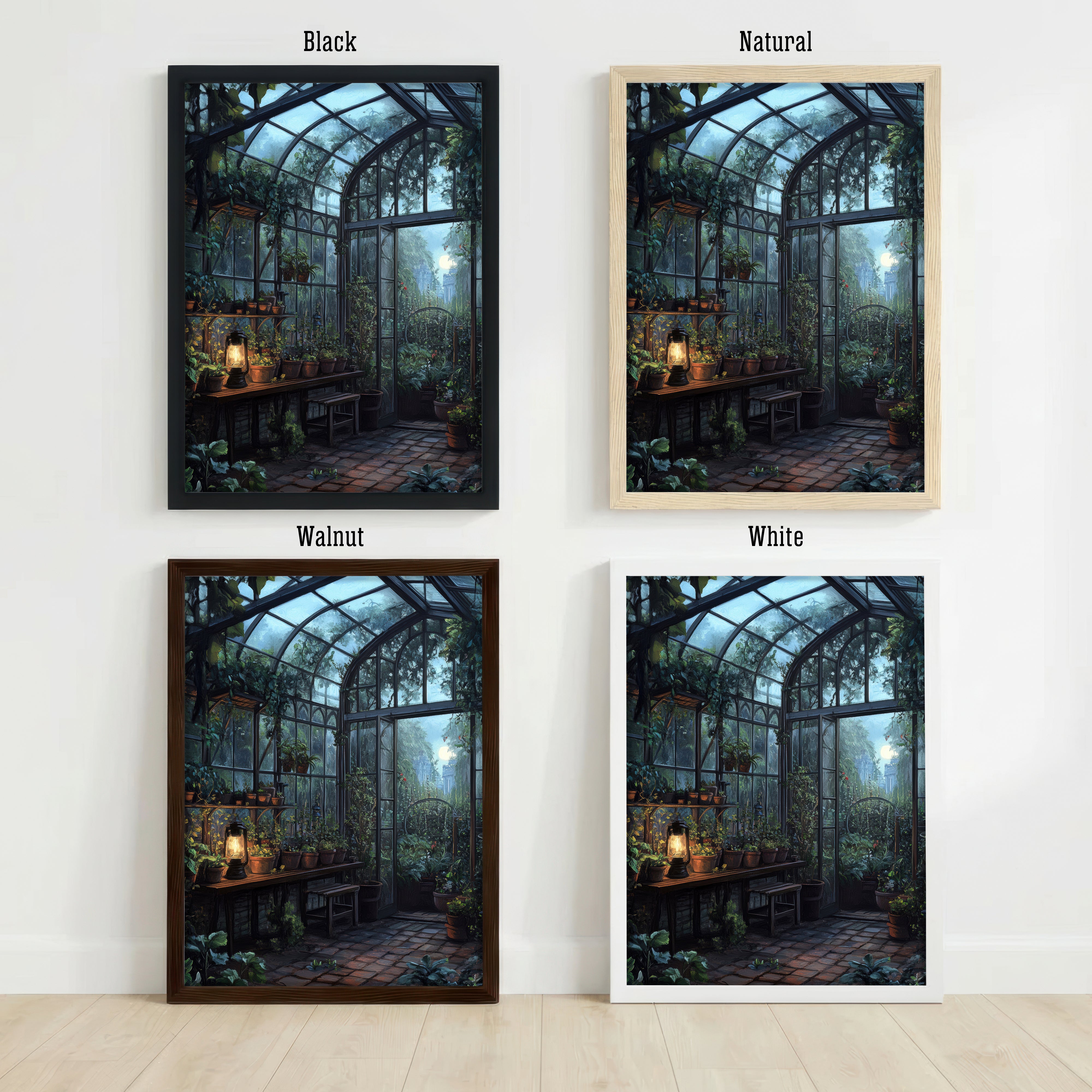 Moonlit Gothic Greenhouse Art Print