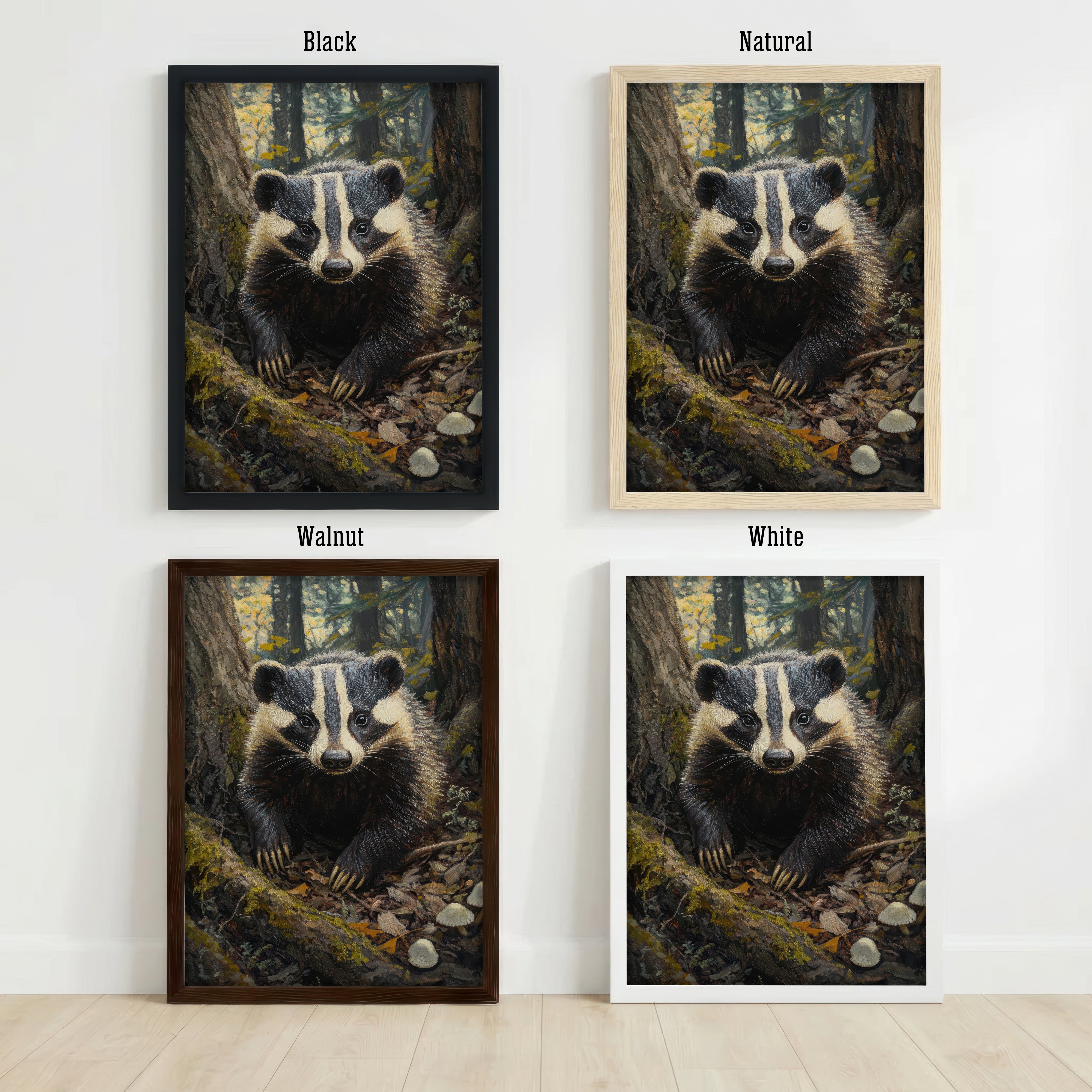 Badger Woodland Art Print