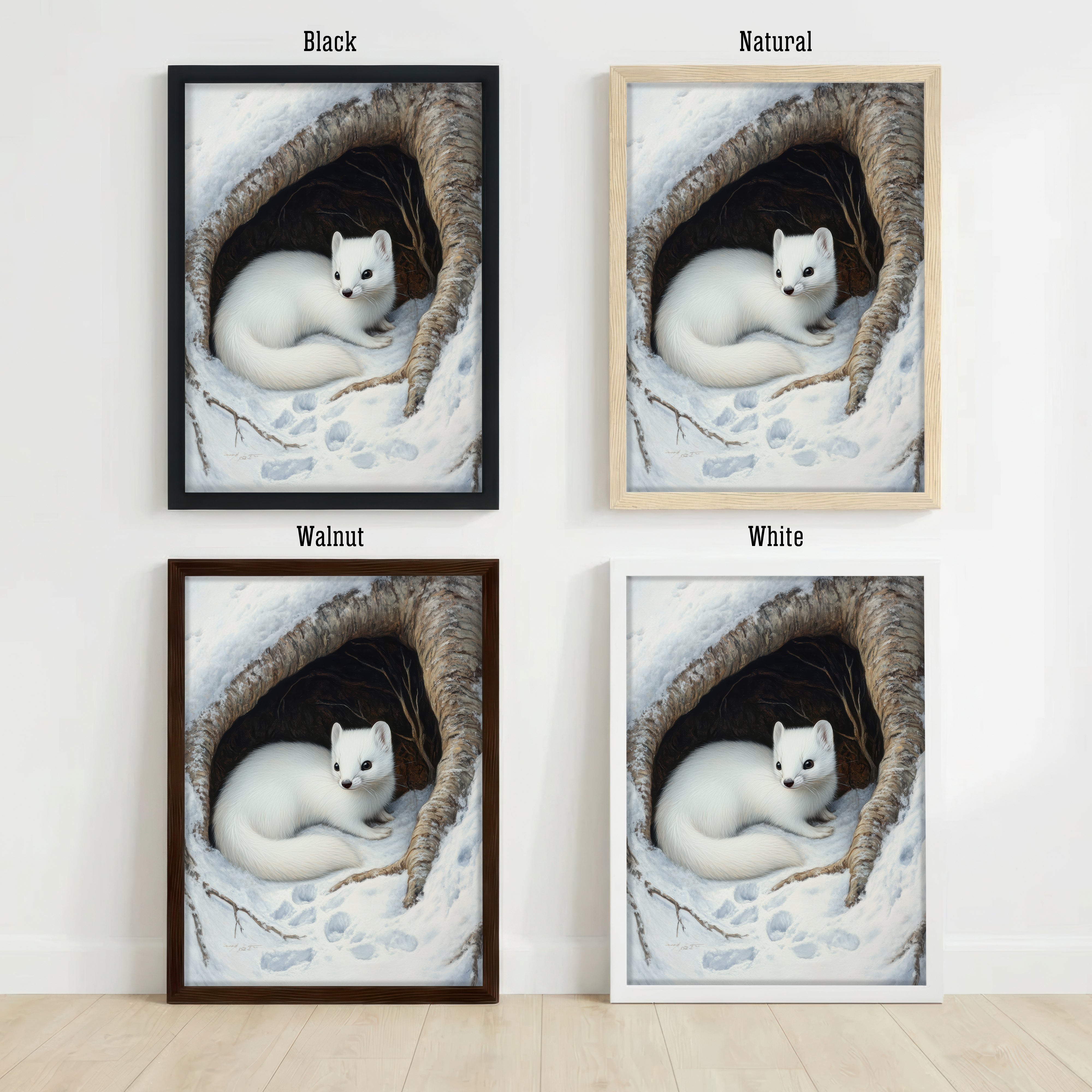 Winter Stoat Wildlife Art Print