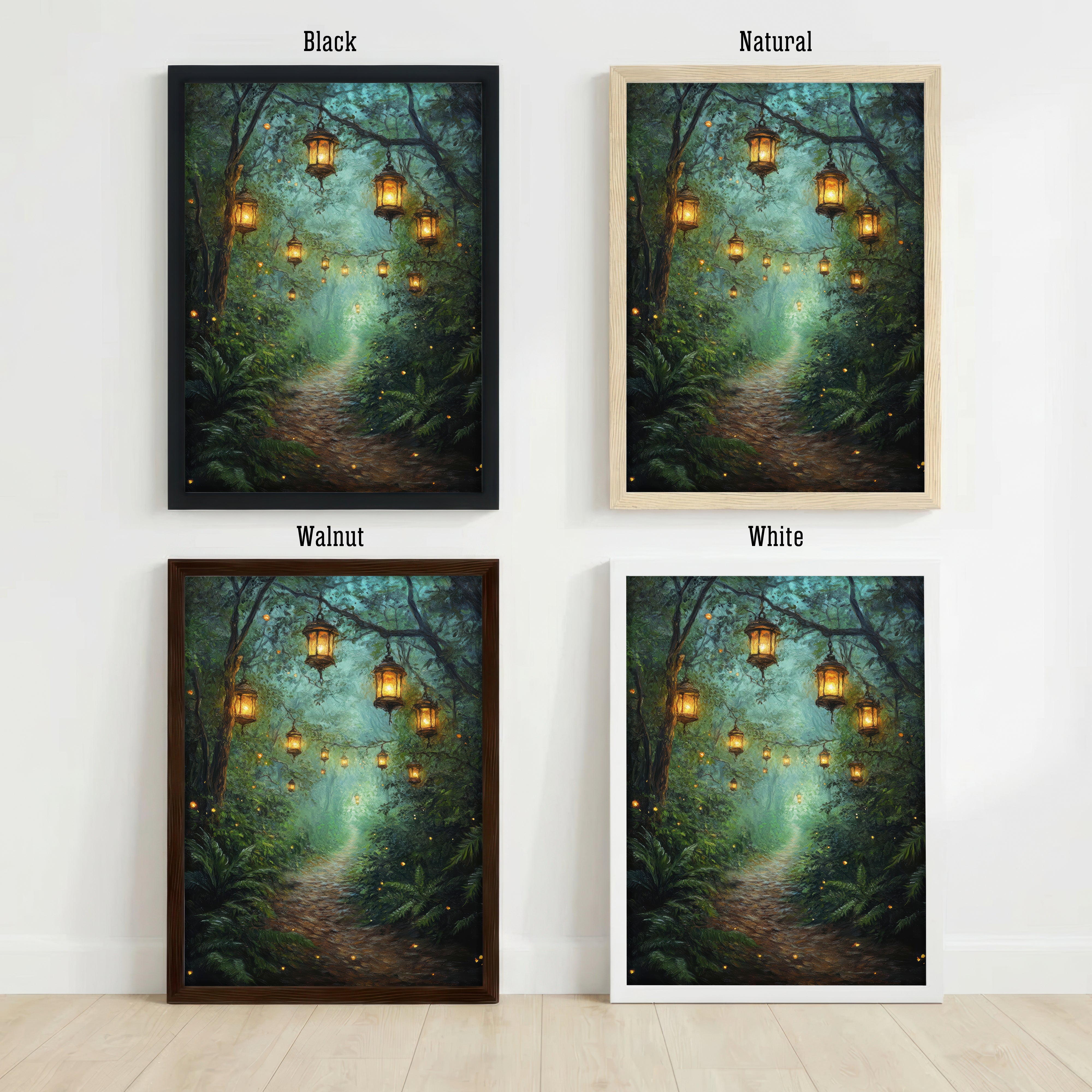 Enchanted Lantern Forest Art Print