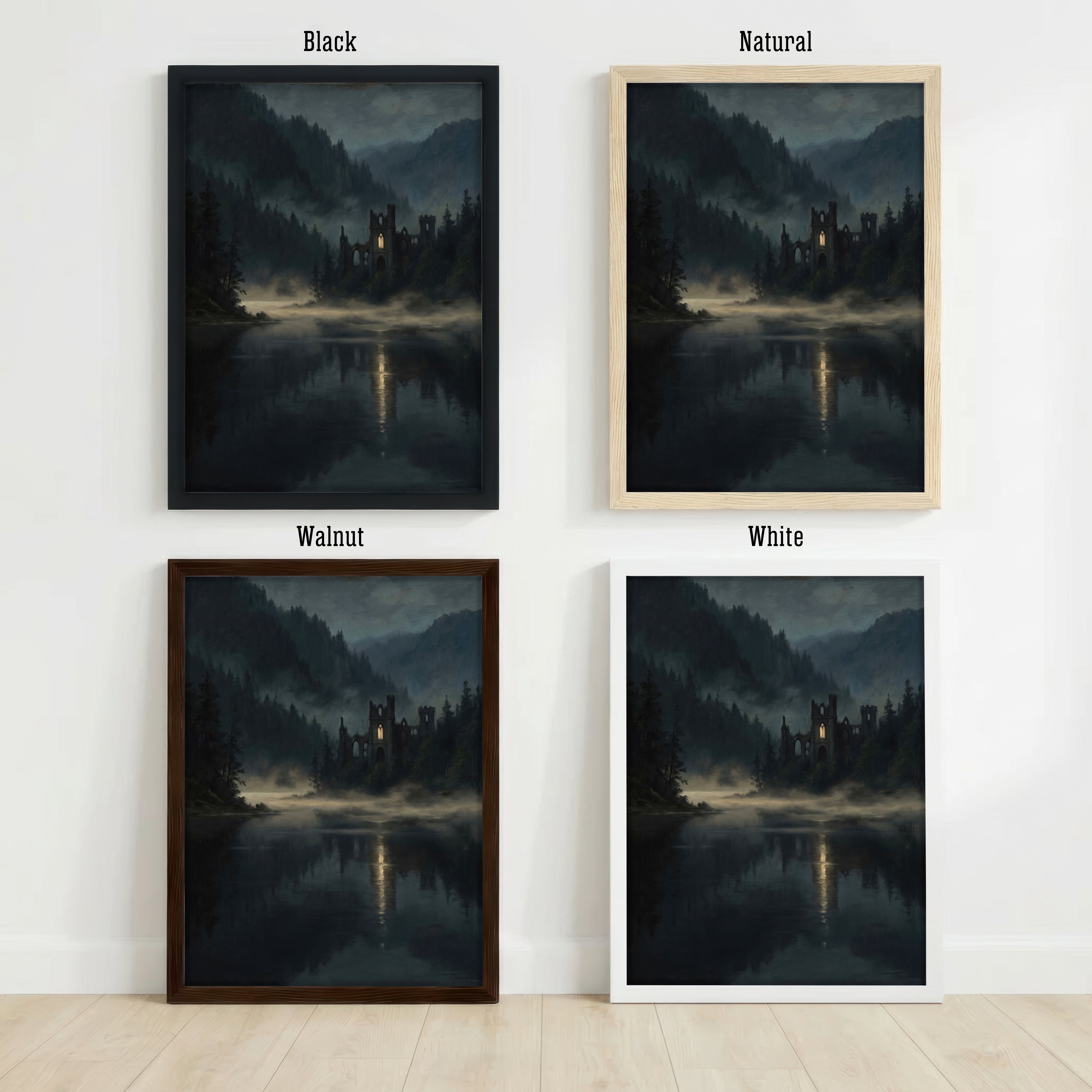 Gothic Church Ruins Lake Art Print
