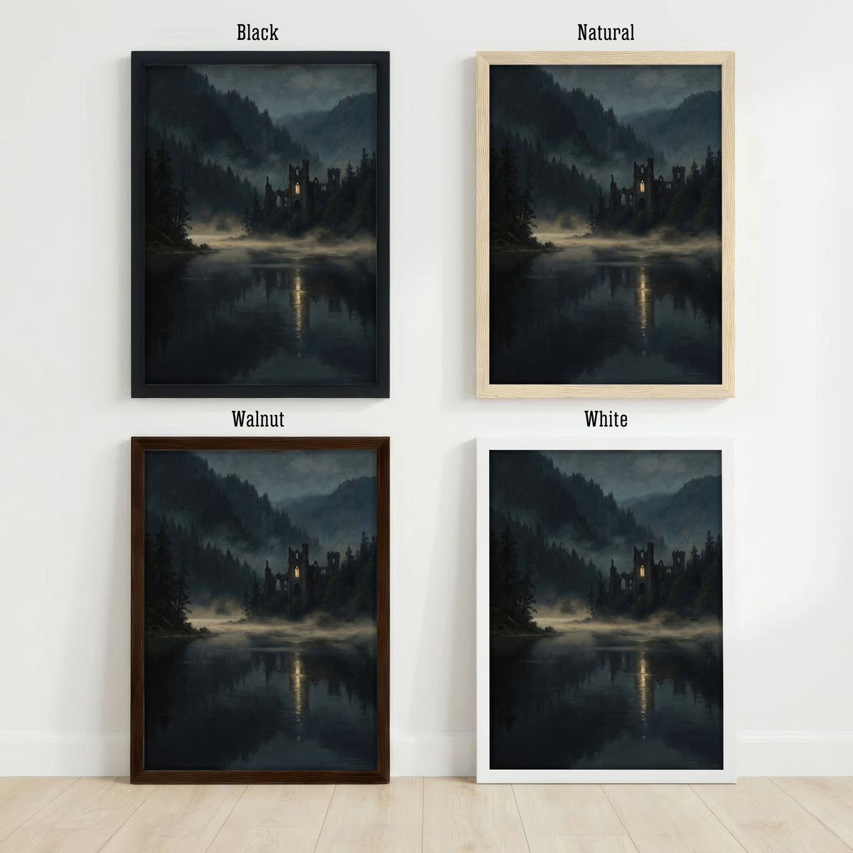 Gothic Church Ruins Lake Art Print