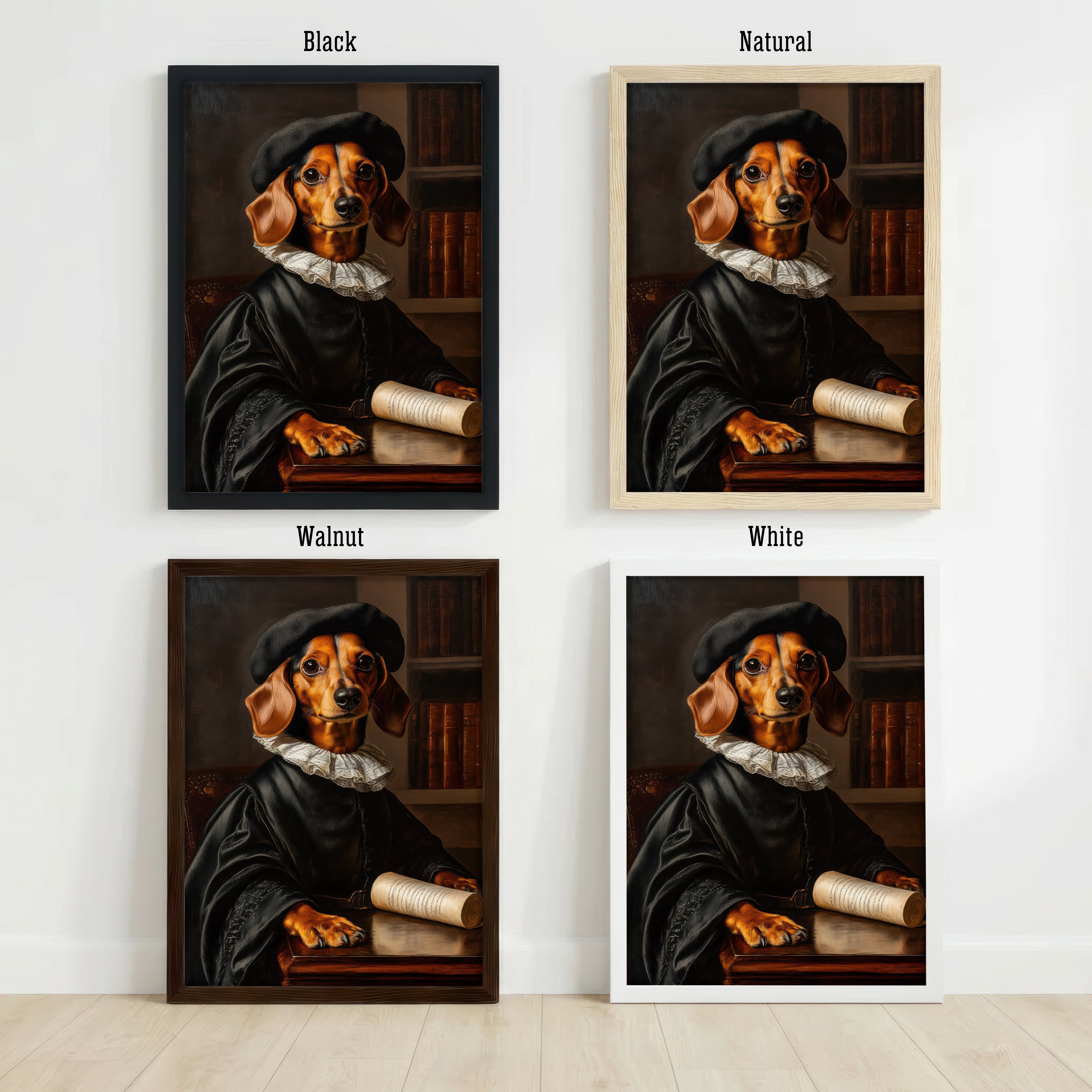 Dark Academia Dog Portrait Art Print
