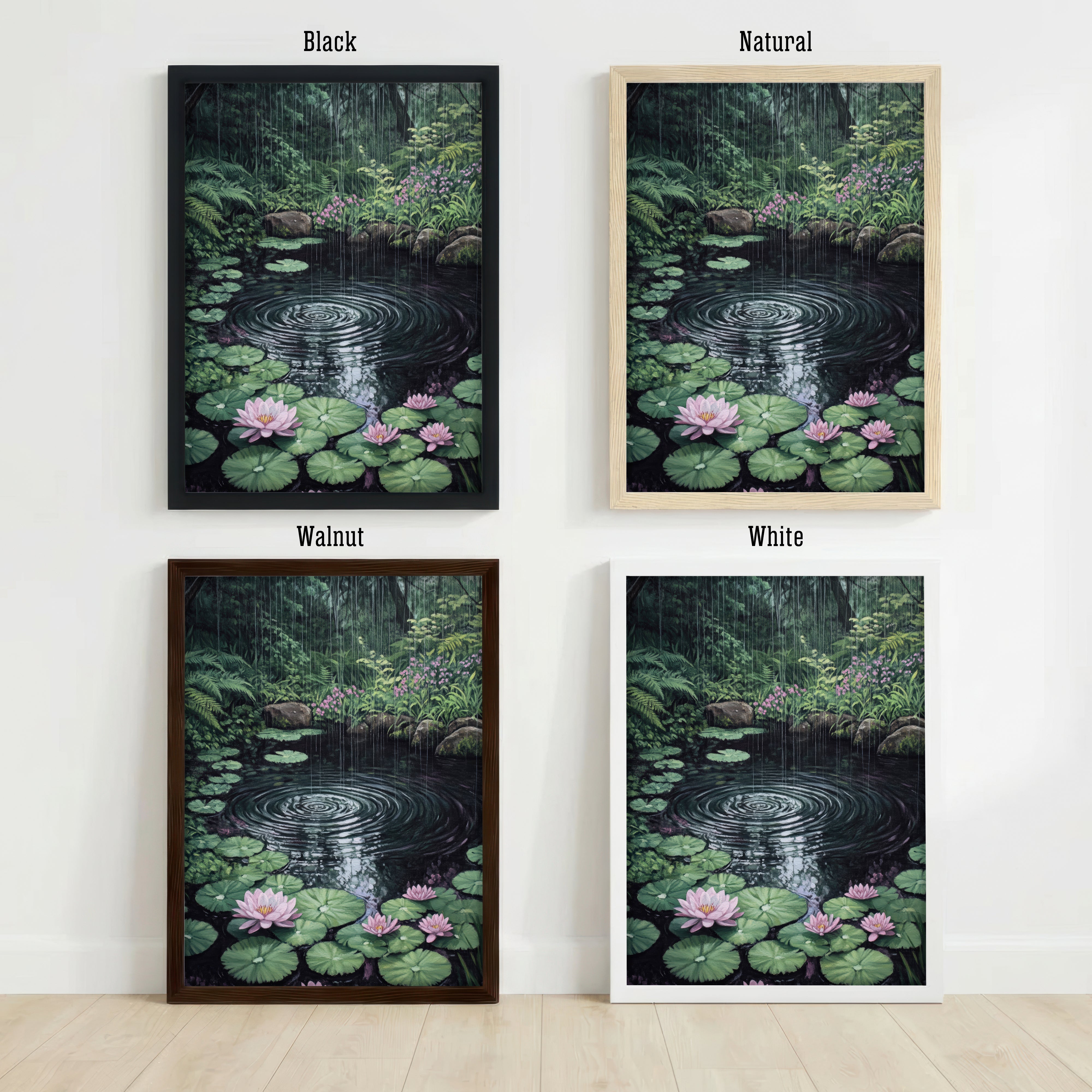 Rainy Water Lily Pond Art Print