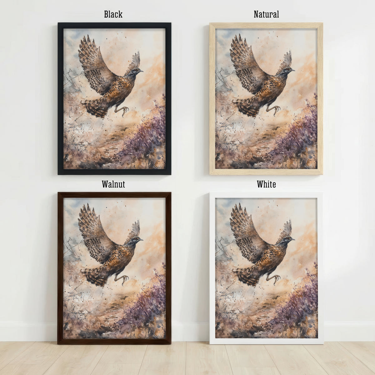 Flying Grouse Watercolour Art Print