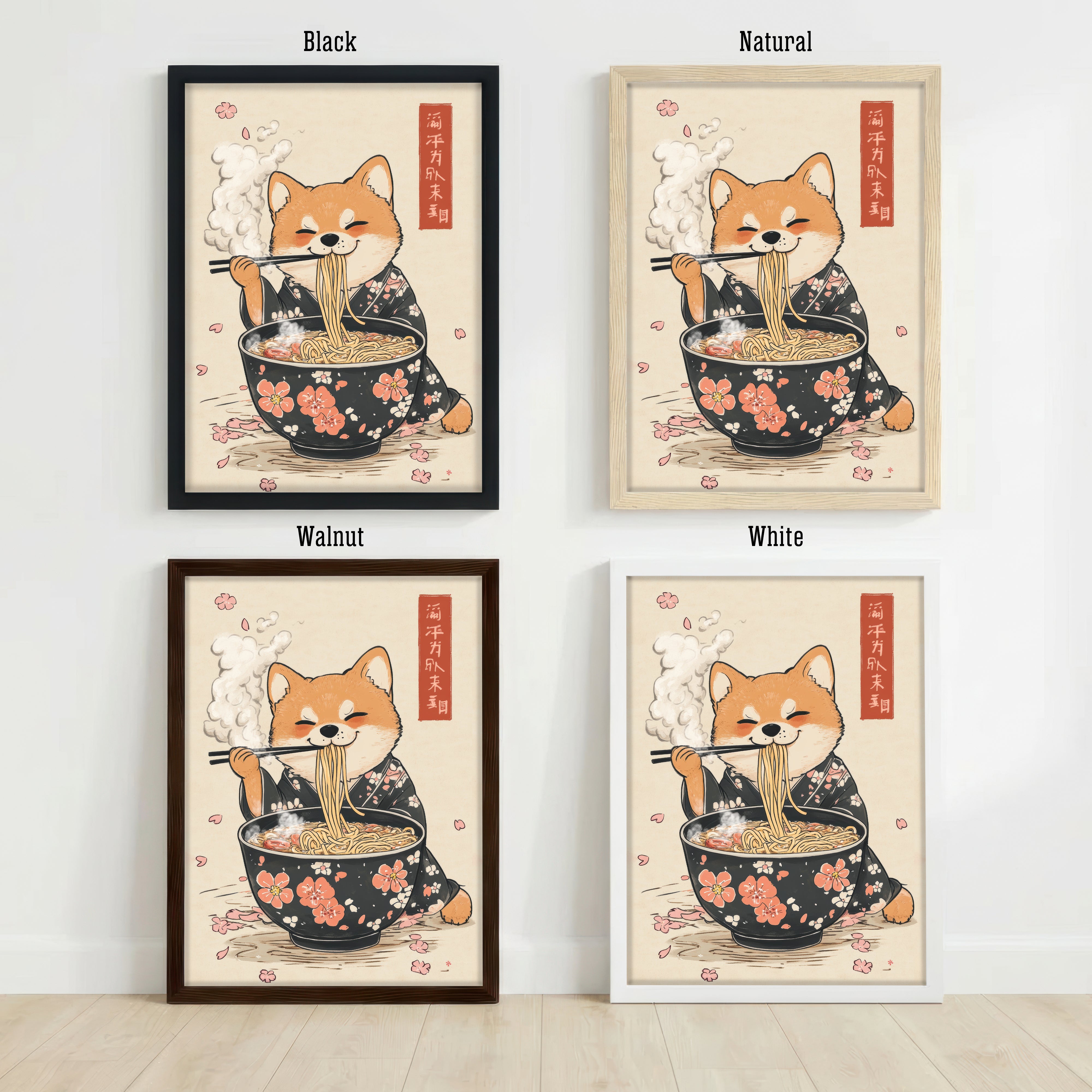 Japanese Cat Ramen Art Print
