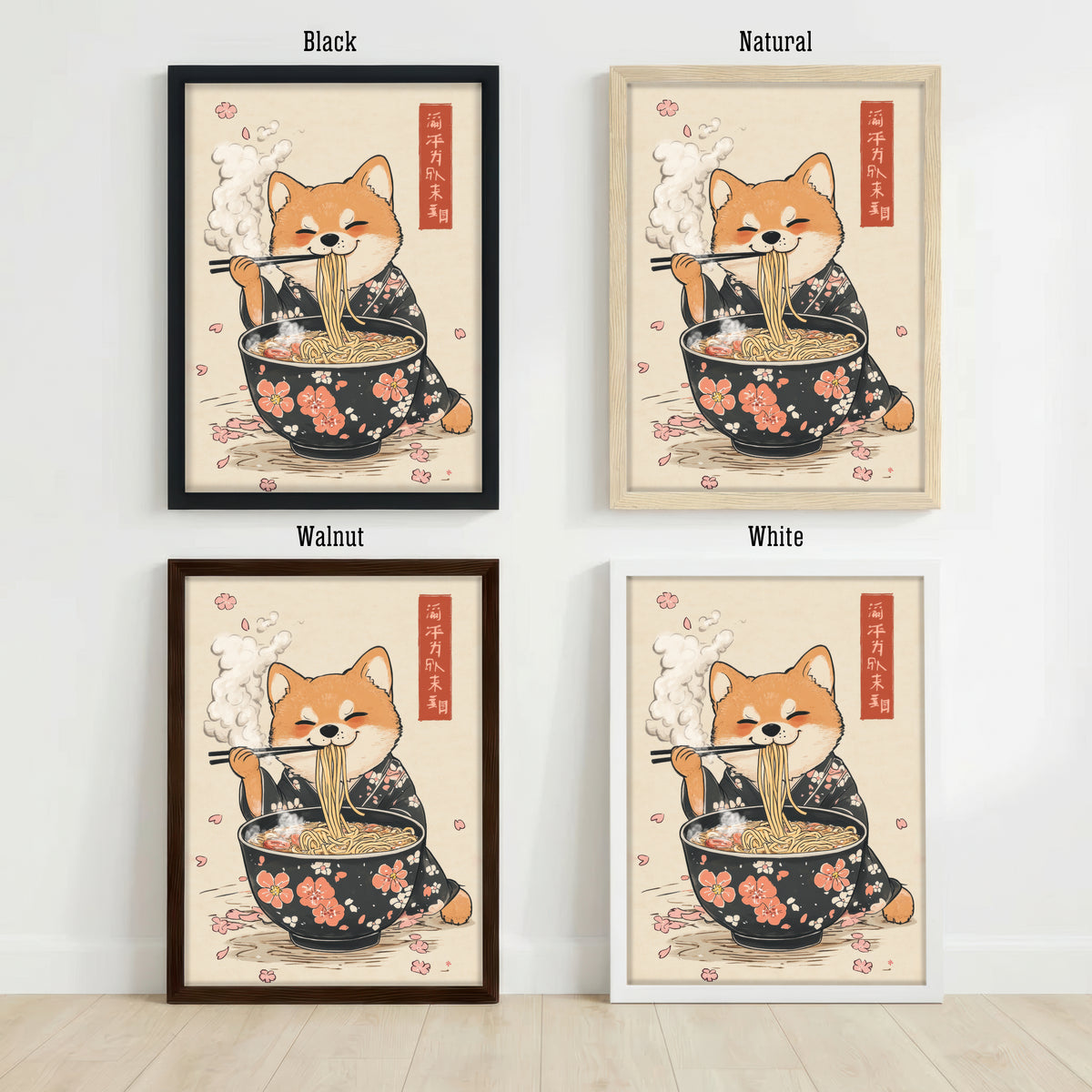 Japanese Cat Ramen Art Print