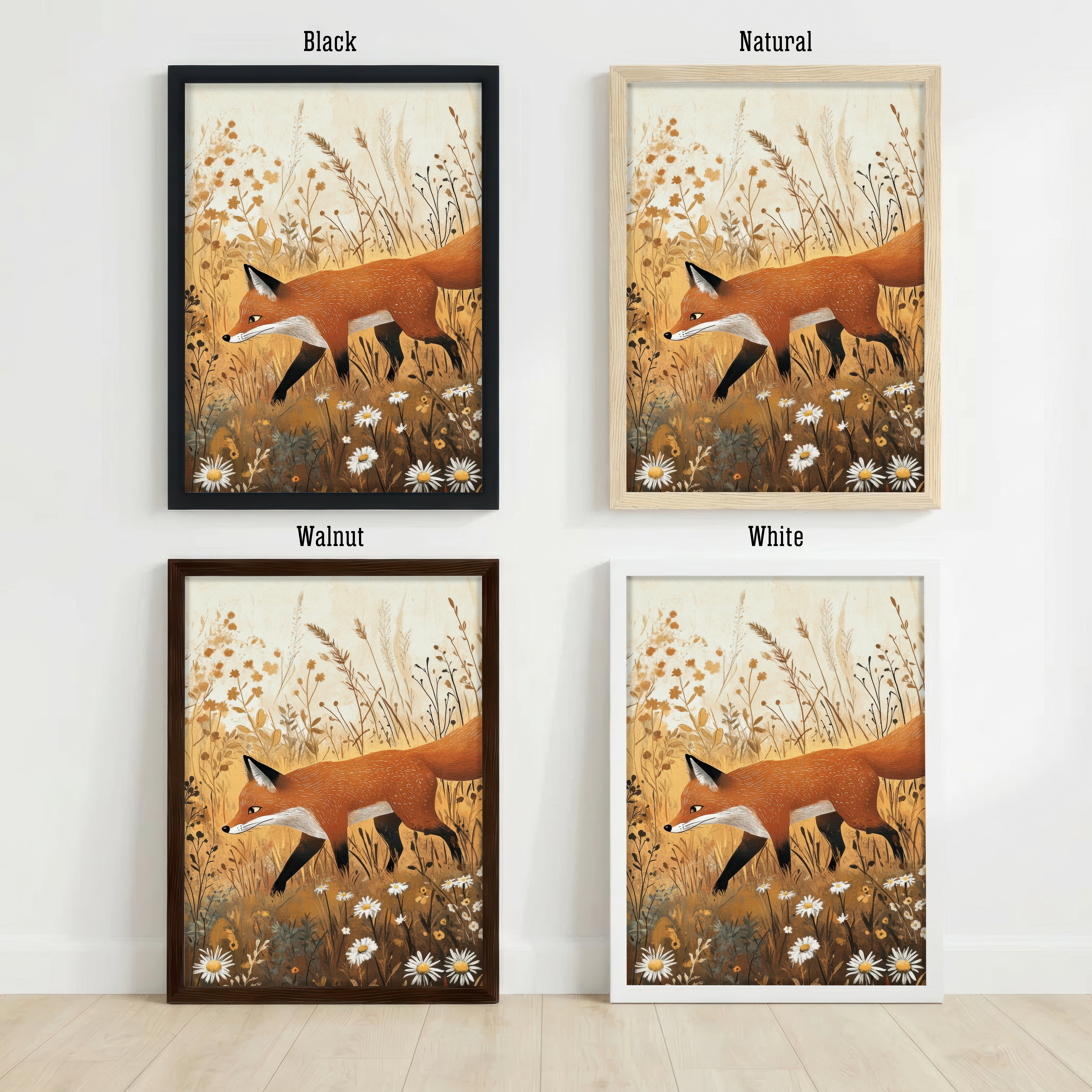 Fox in Wildflower Meadow Art Print