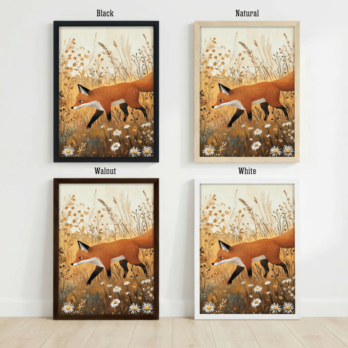 Fox in Wildflower Meadow Art Print