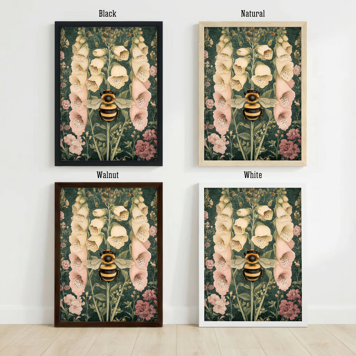 Bumblebee Foxglove Botanical Art Print