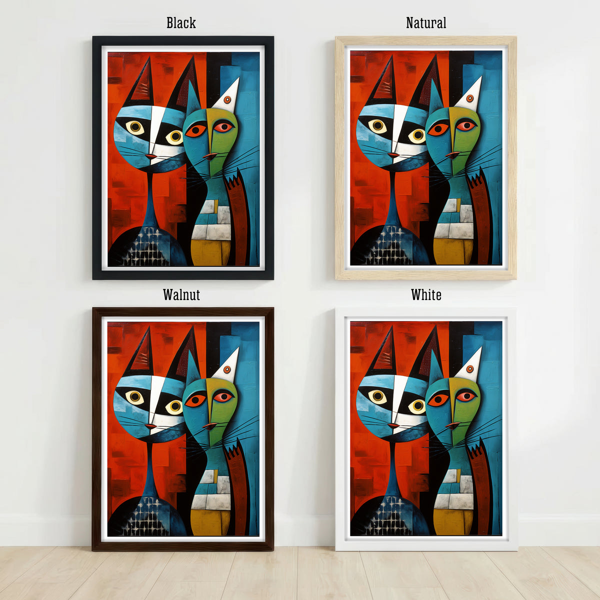 Cubist Cat Duo Art Print