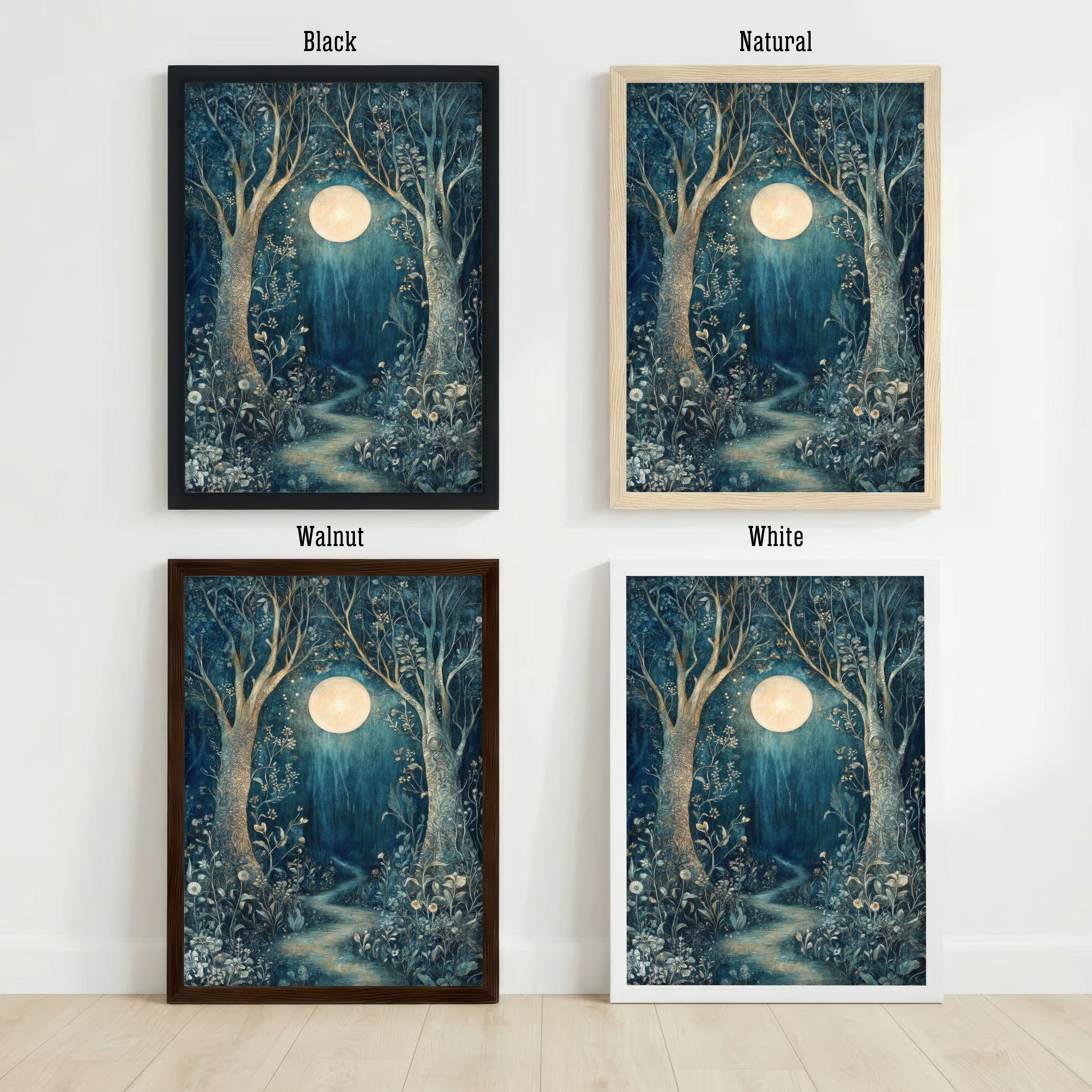 Moonlit Woodland Path Art Print