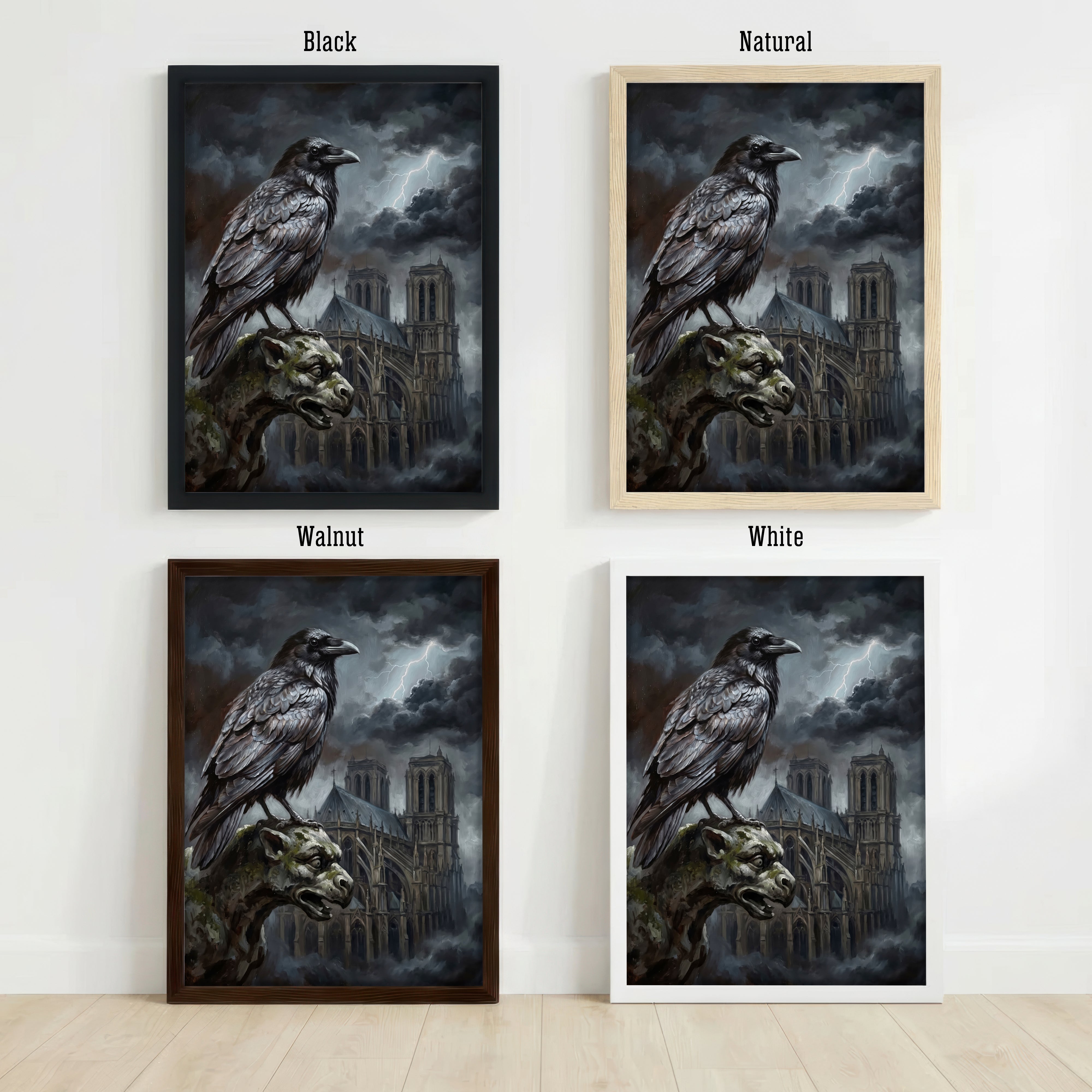 Raven Gargoyle Gothic Art Print