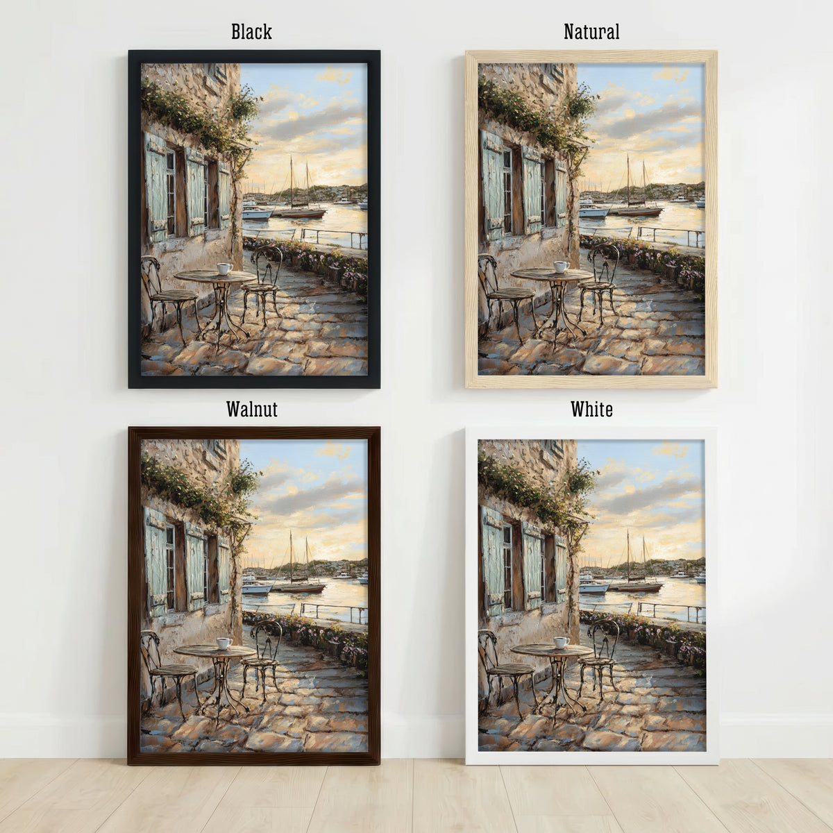 Mediterranean Harbour Café Art Print
