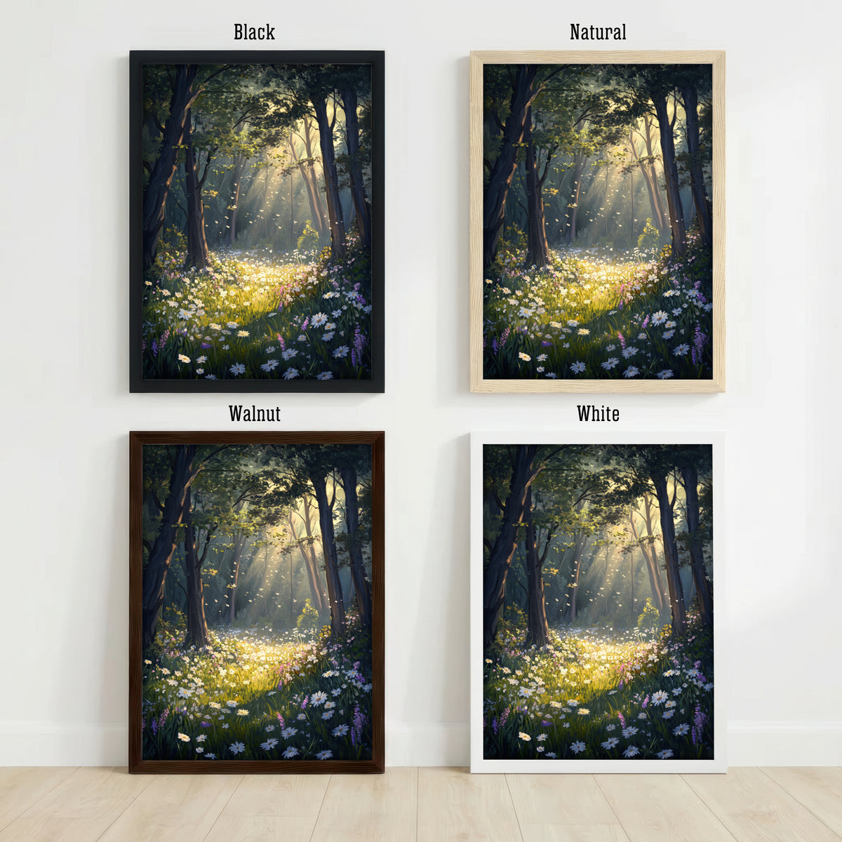 Sunlit Woodland Wildflower Art Print
