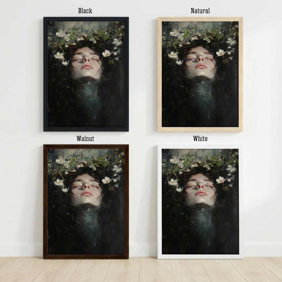 Submerged Woman Floral Art Print
