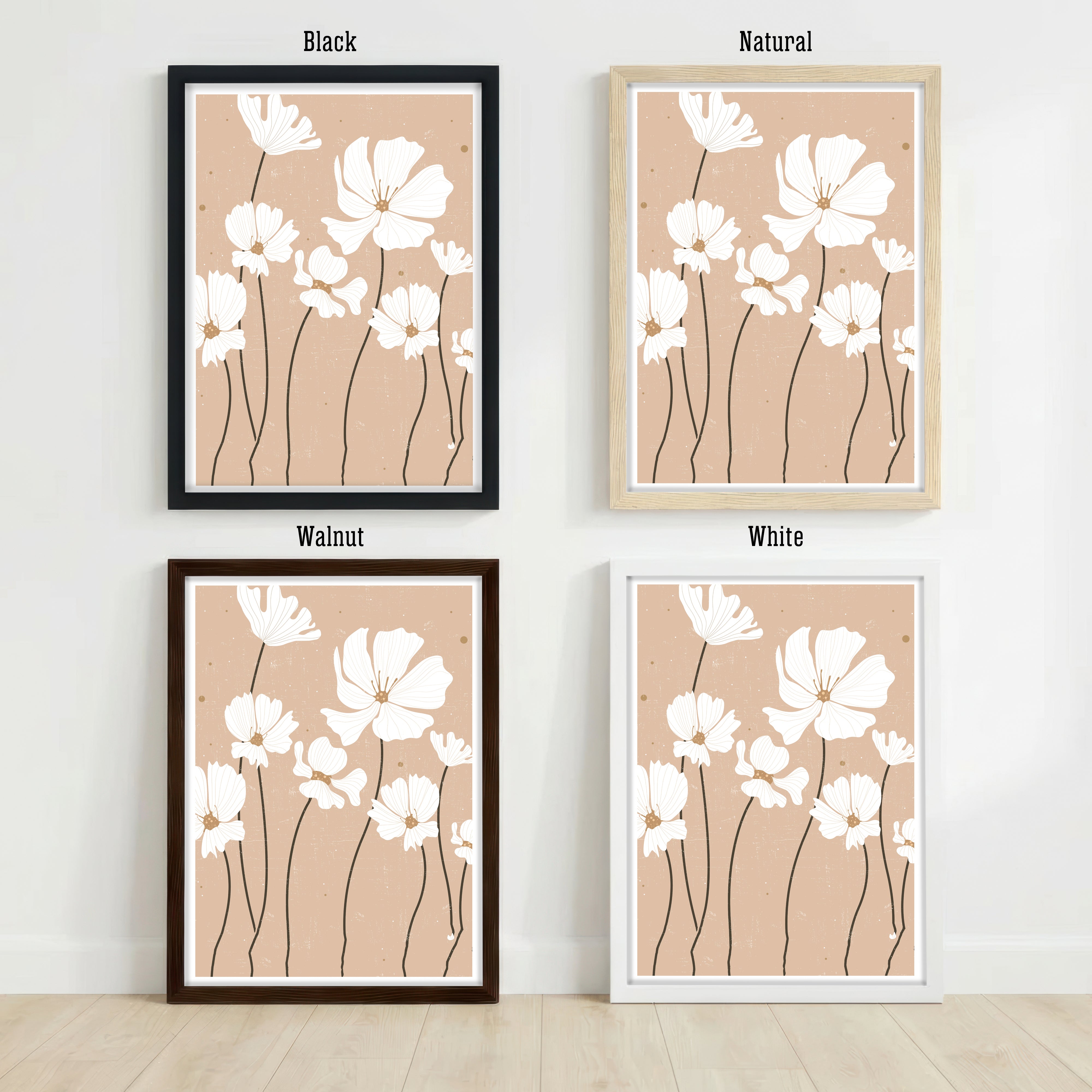 Neutral Wildflower Botanical Art Print