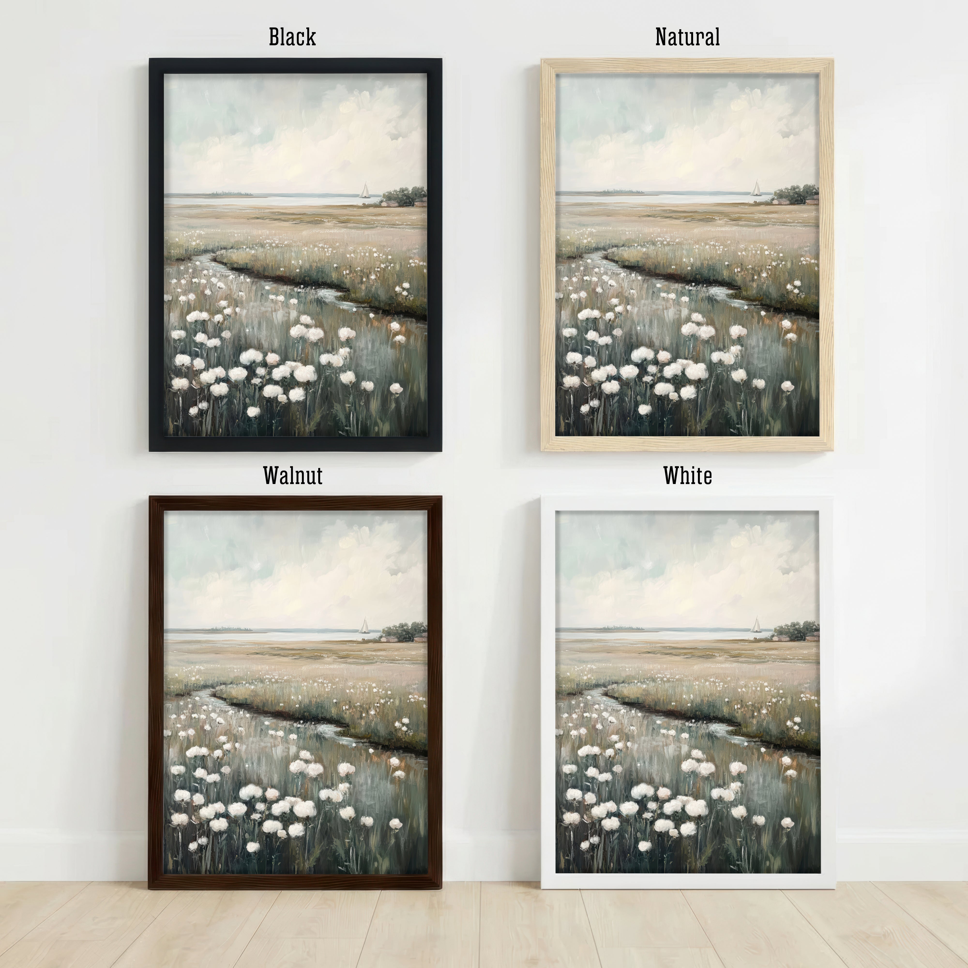 Coastal Meadow Sailboat Art Print
