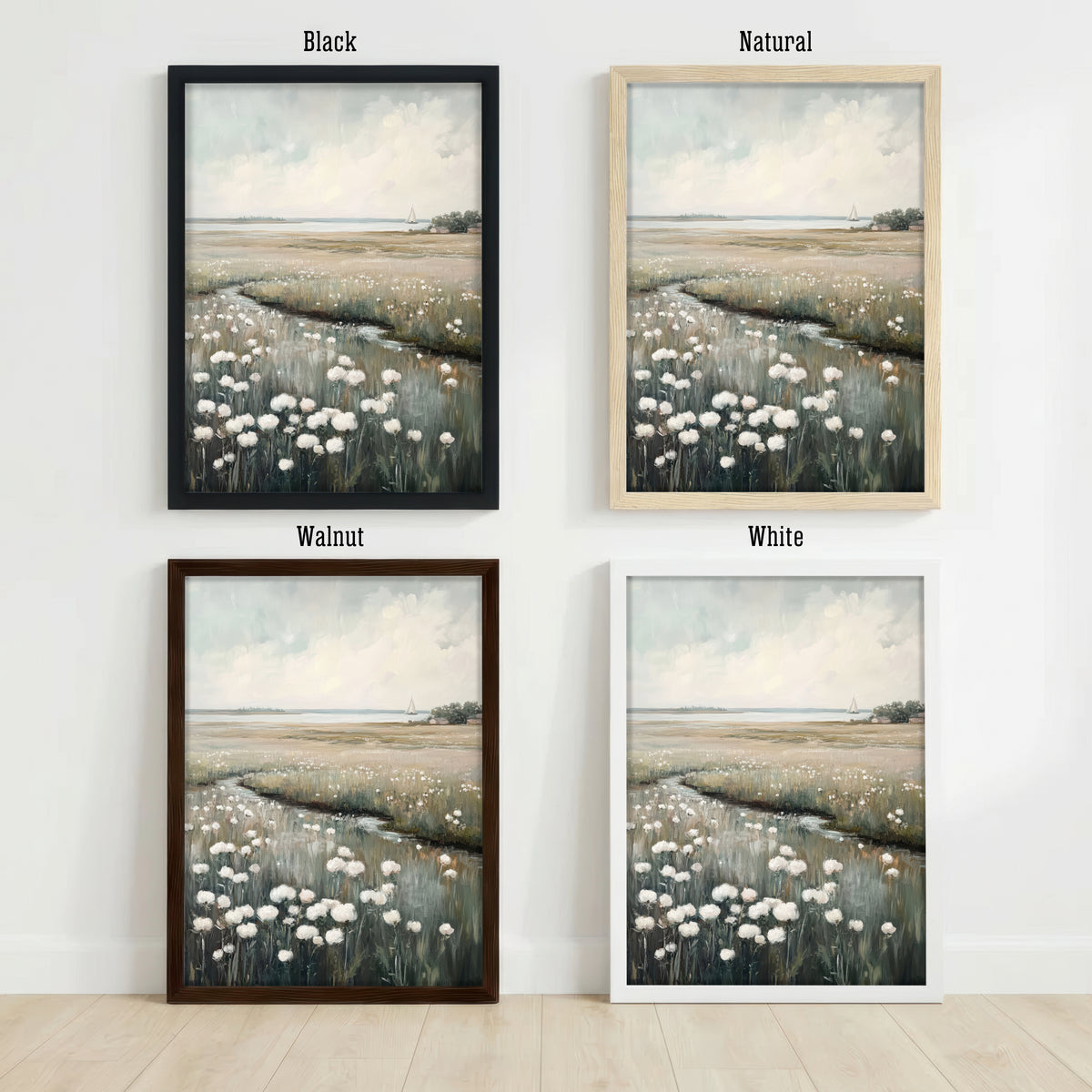 Coastal Meadow Sailboat Art Print