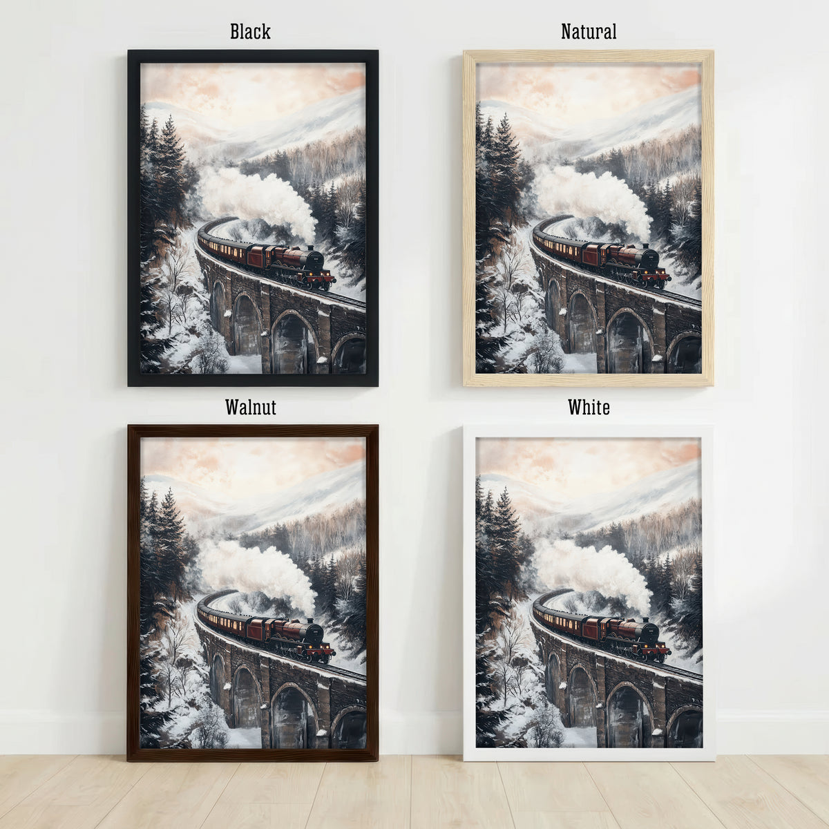 Snowy Mountain Train Art Print