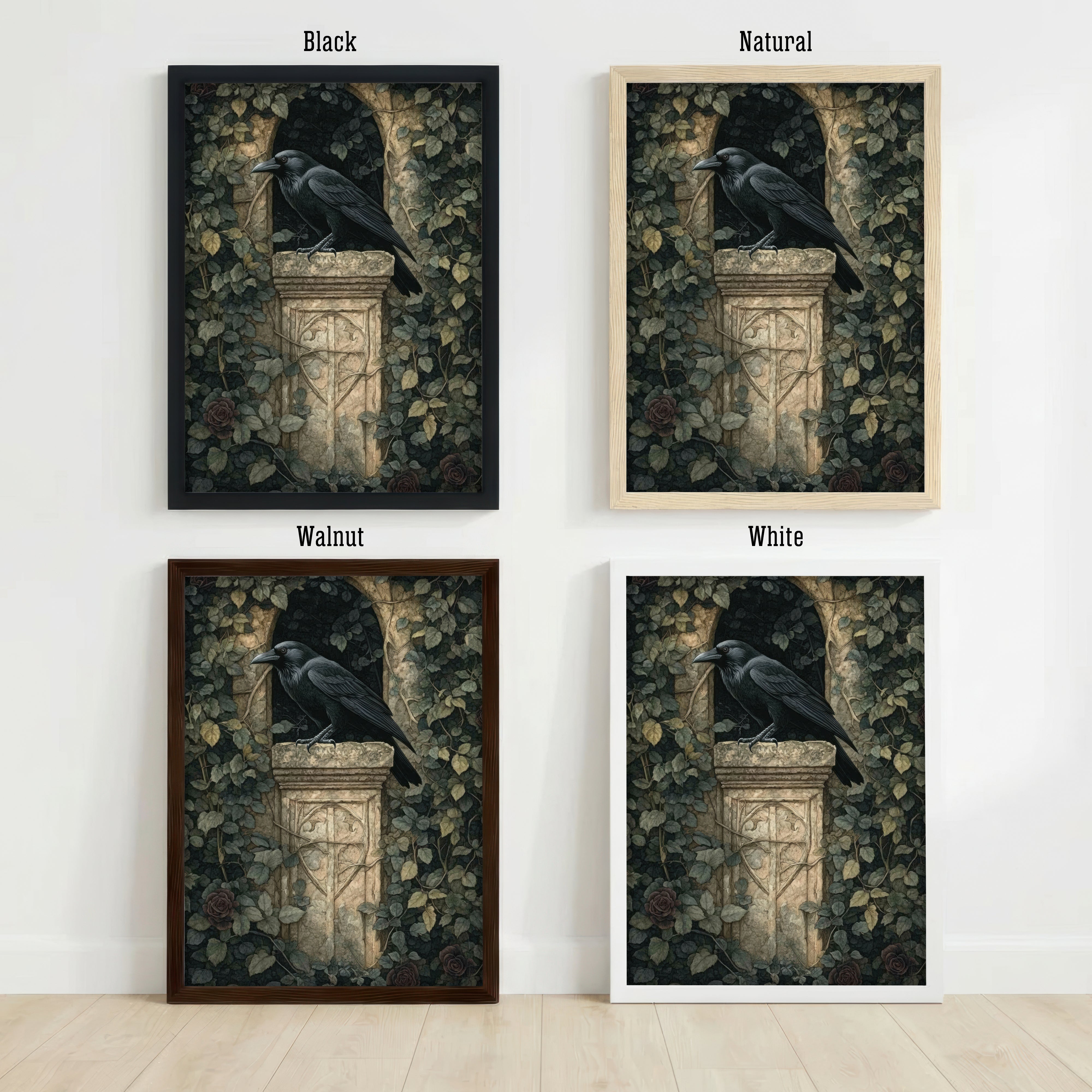 Vintage Raven Botanical Art Print