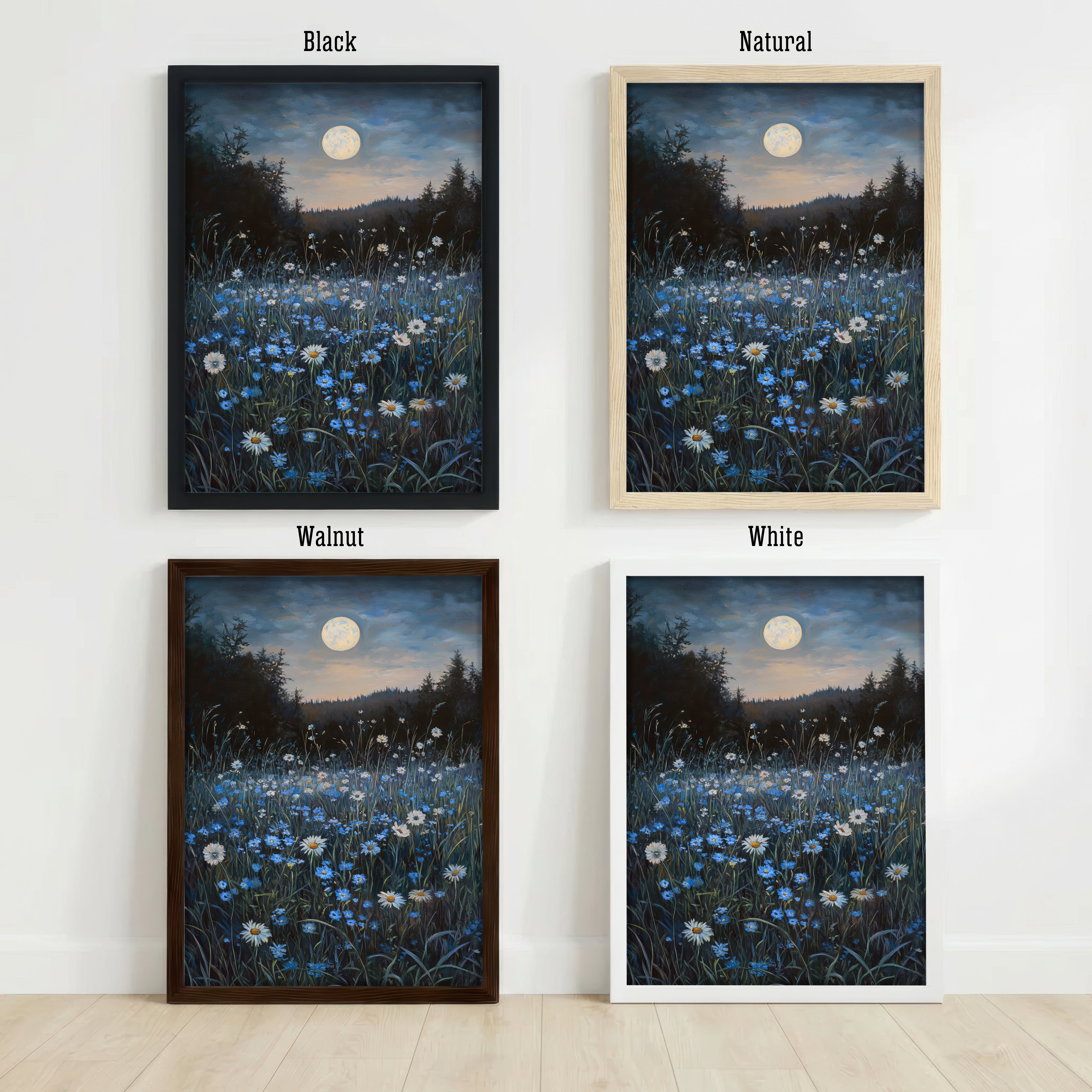 Moonlit Wildflower Meadow Art Print