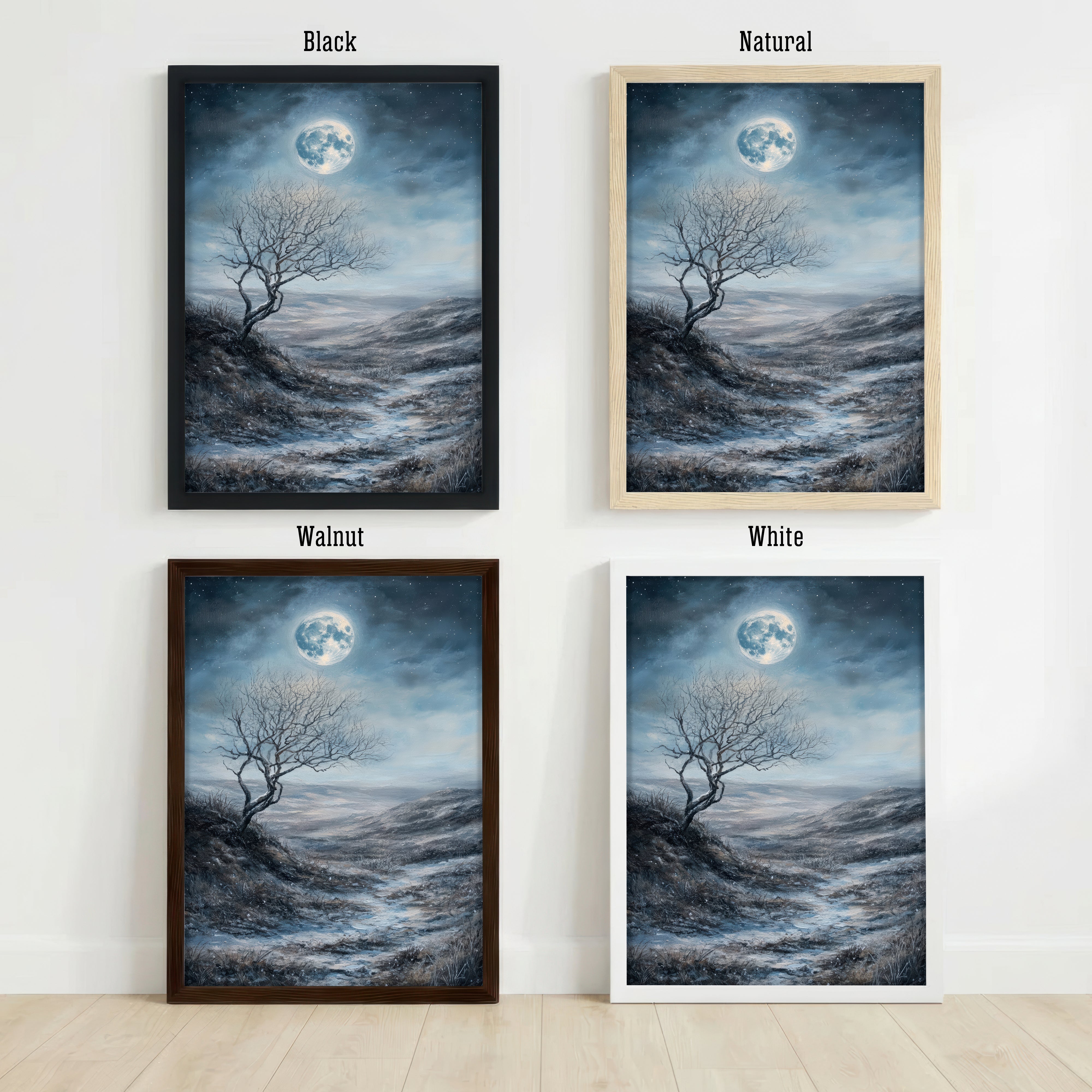 Moonlit Coastal Tree Art Print