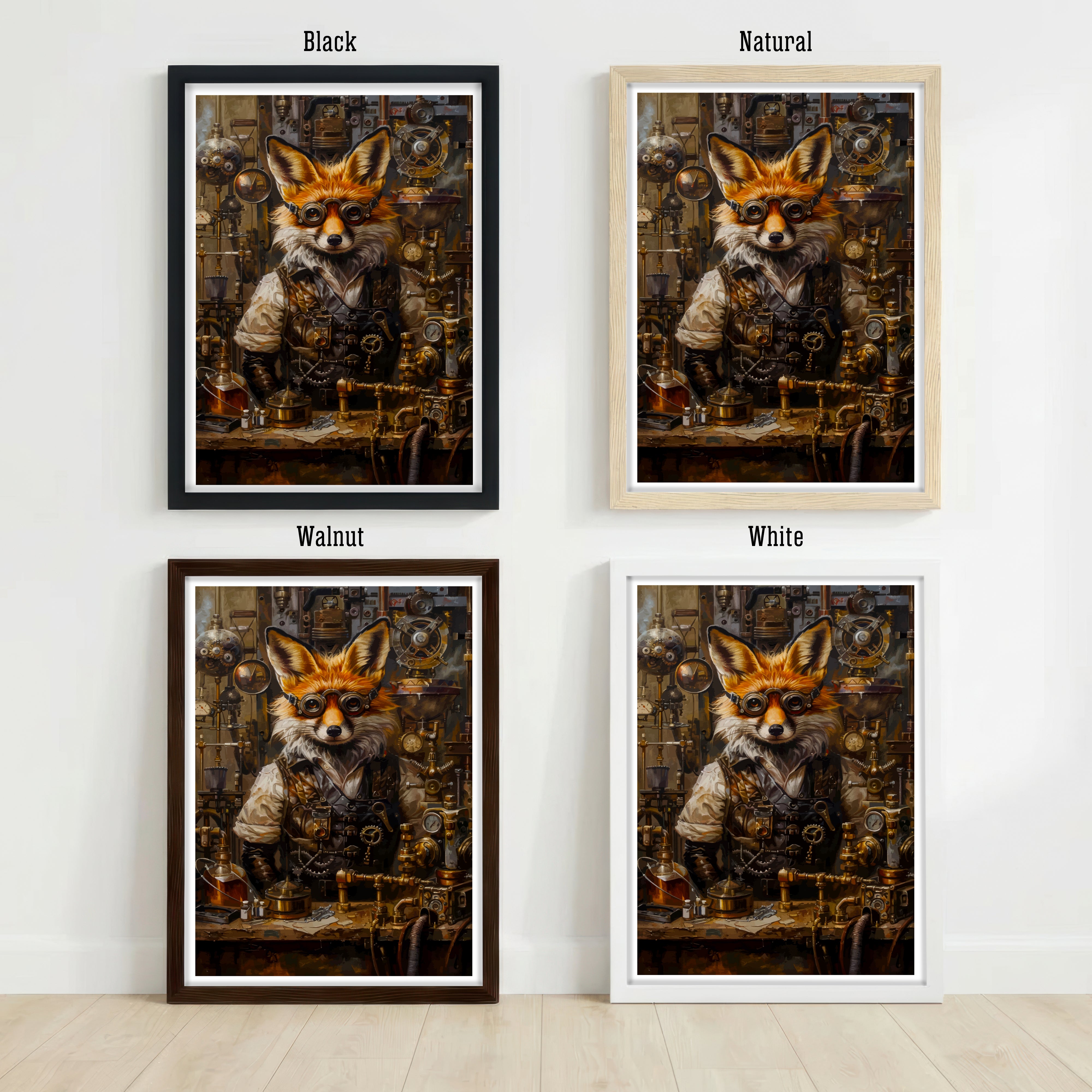 Steampunk Fox Inventor Art Print