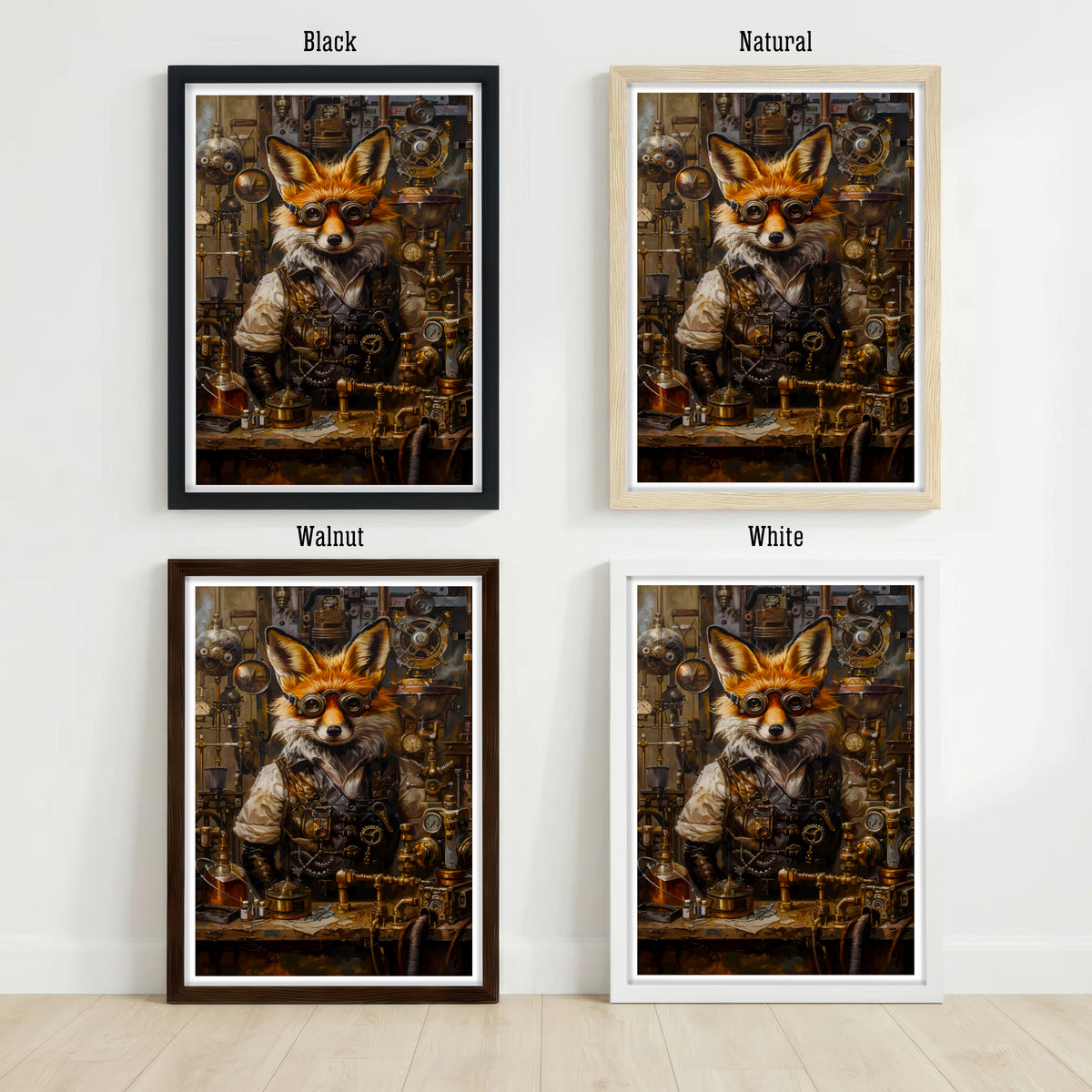 Steampunk Fox Inventor Art Print