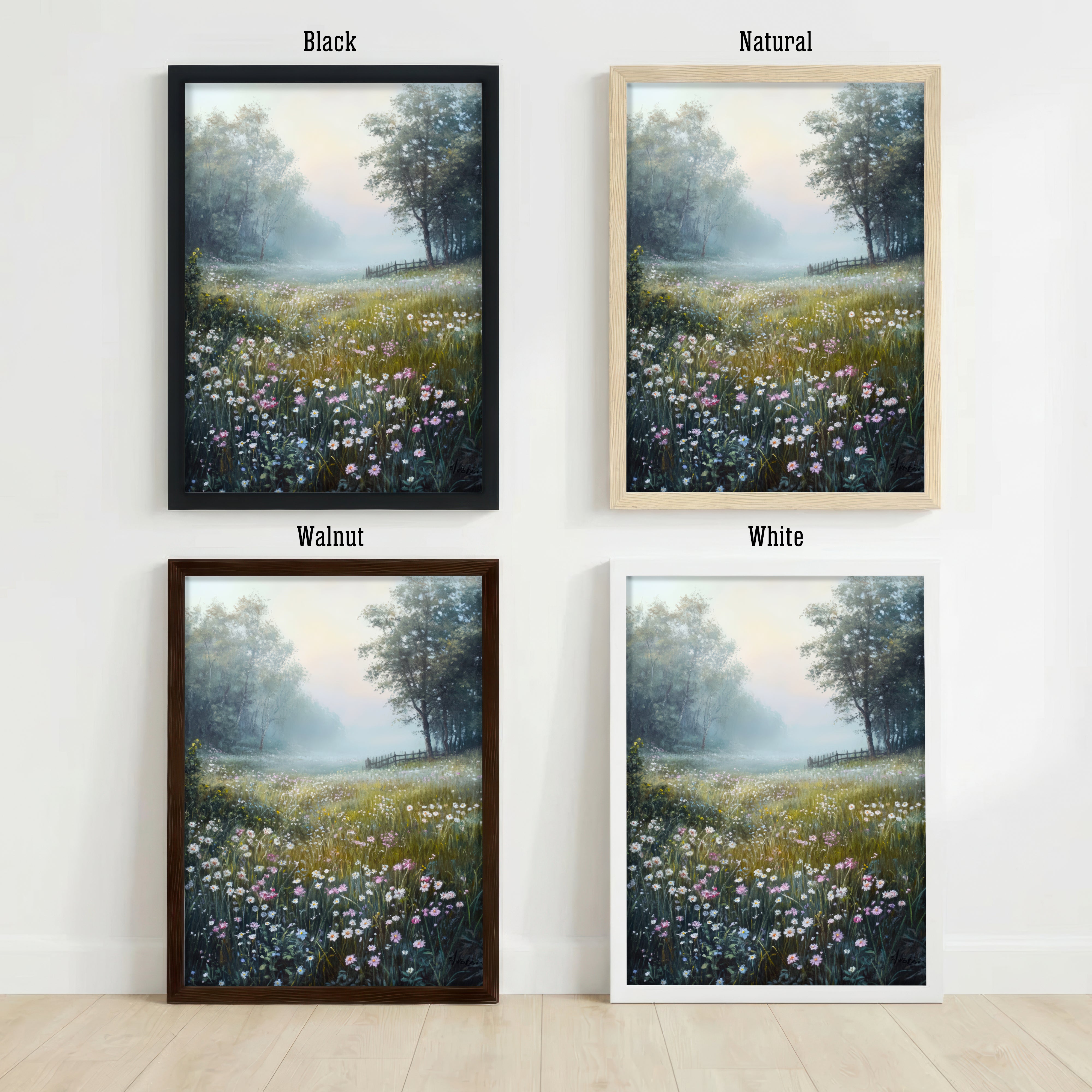 Misty Wildflower Meadow Art Print