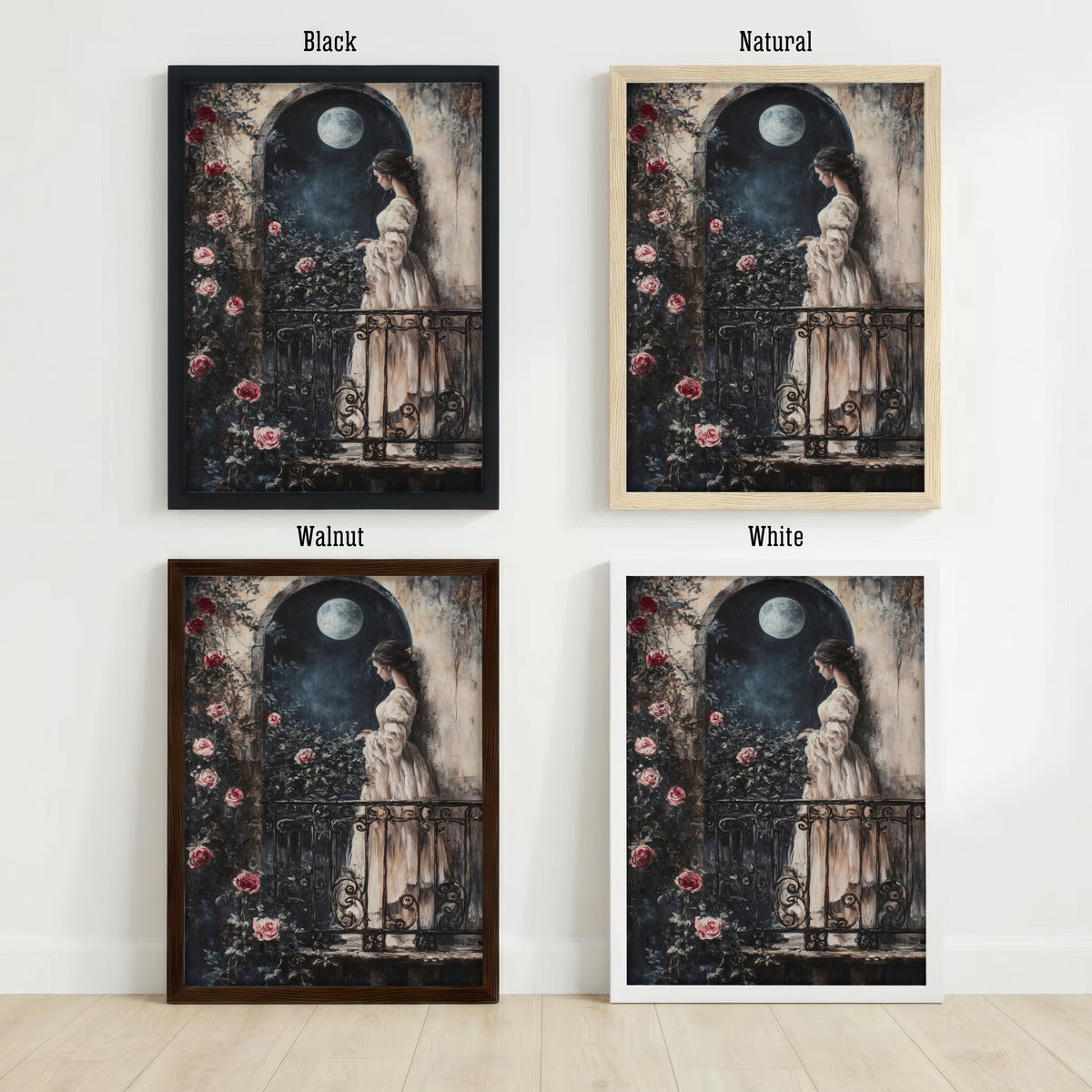 Moonlit Gothic Rose Garden Art Print