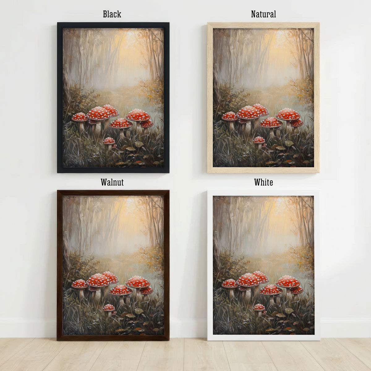 Red Toadstool Forest Art Print
