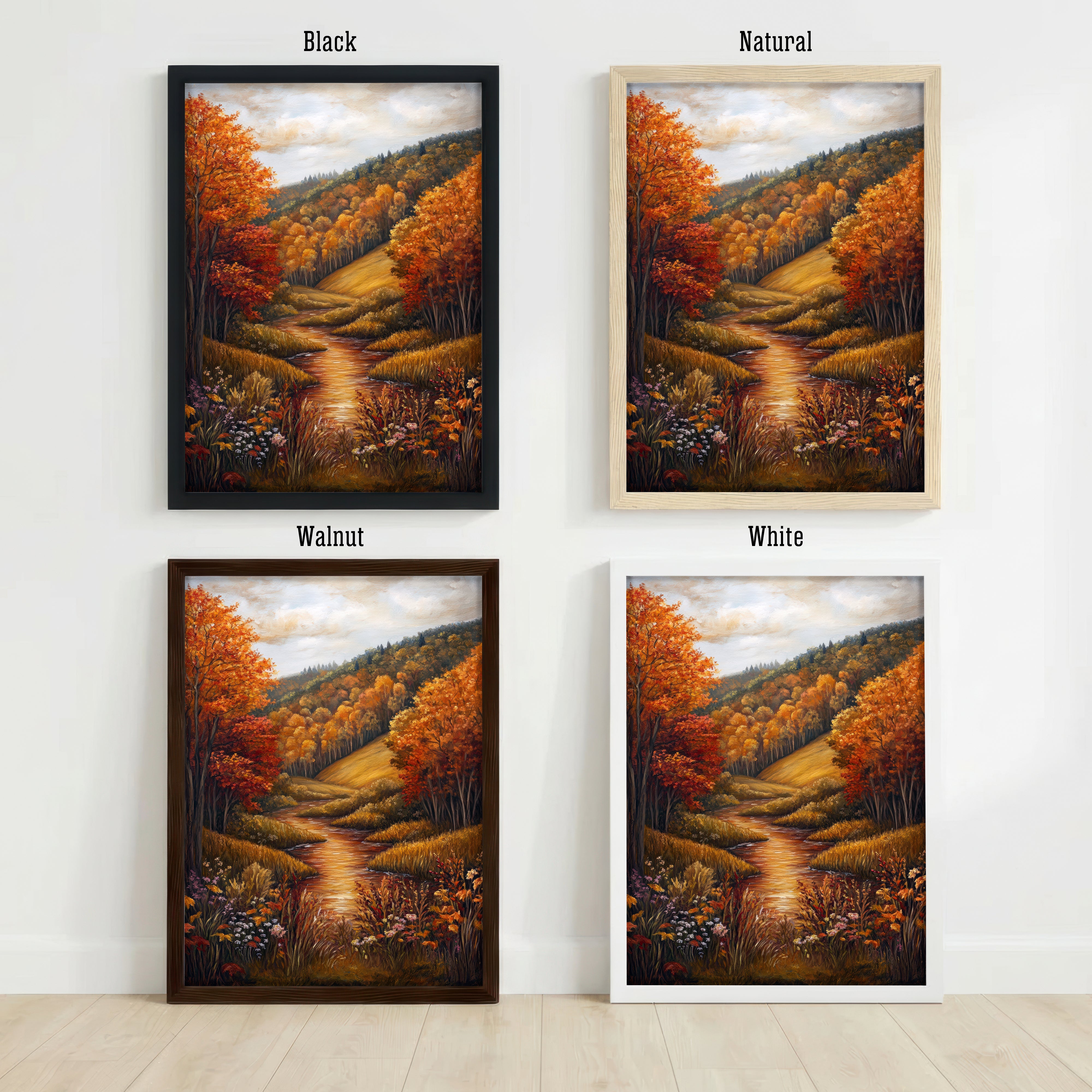Autumn Woodland Stream Art Print