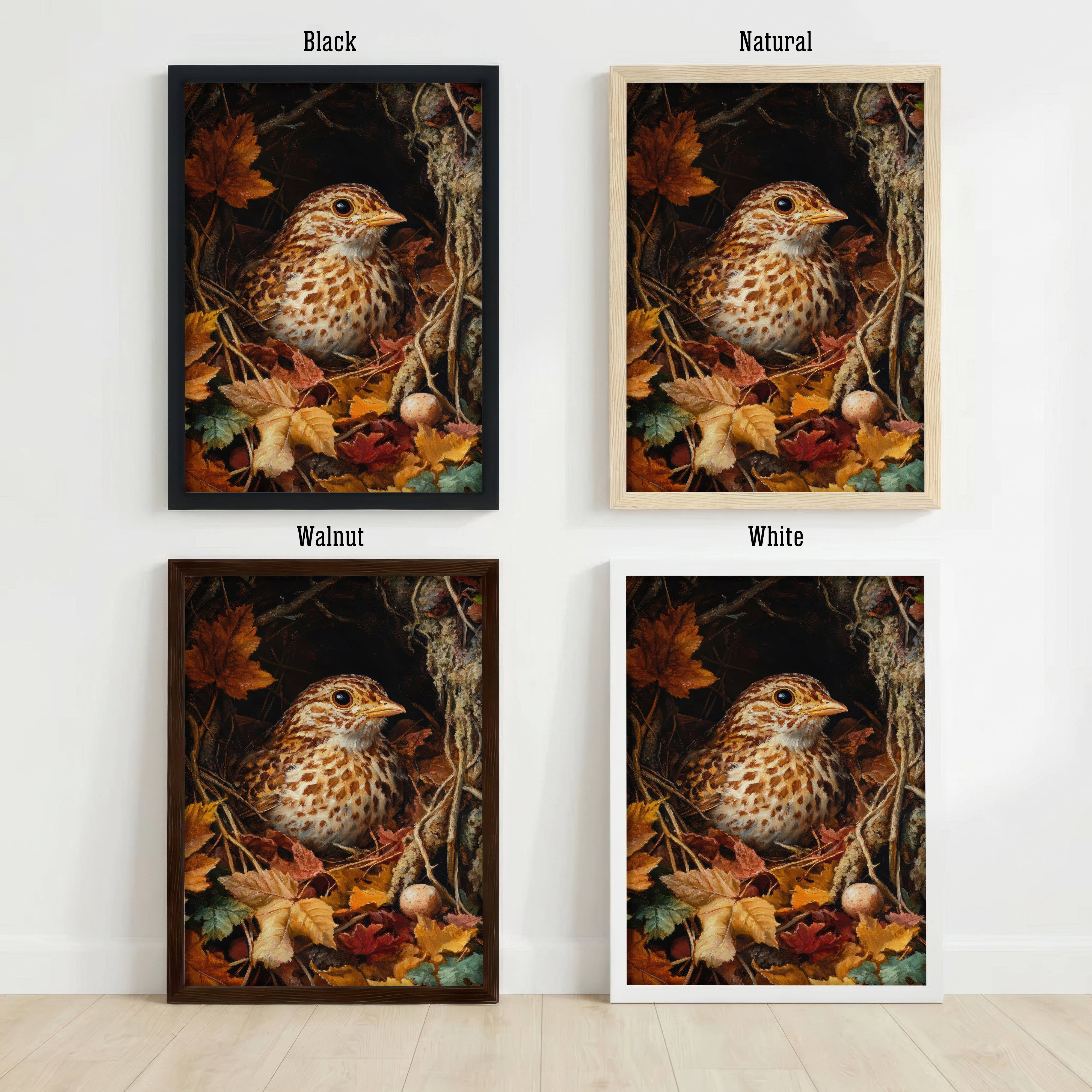 Song Thrush Autumn Woodland Art Print