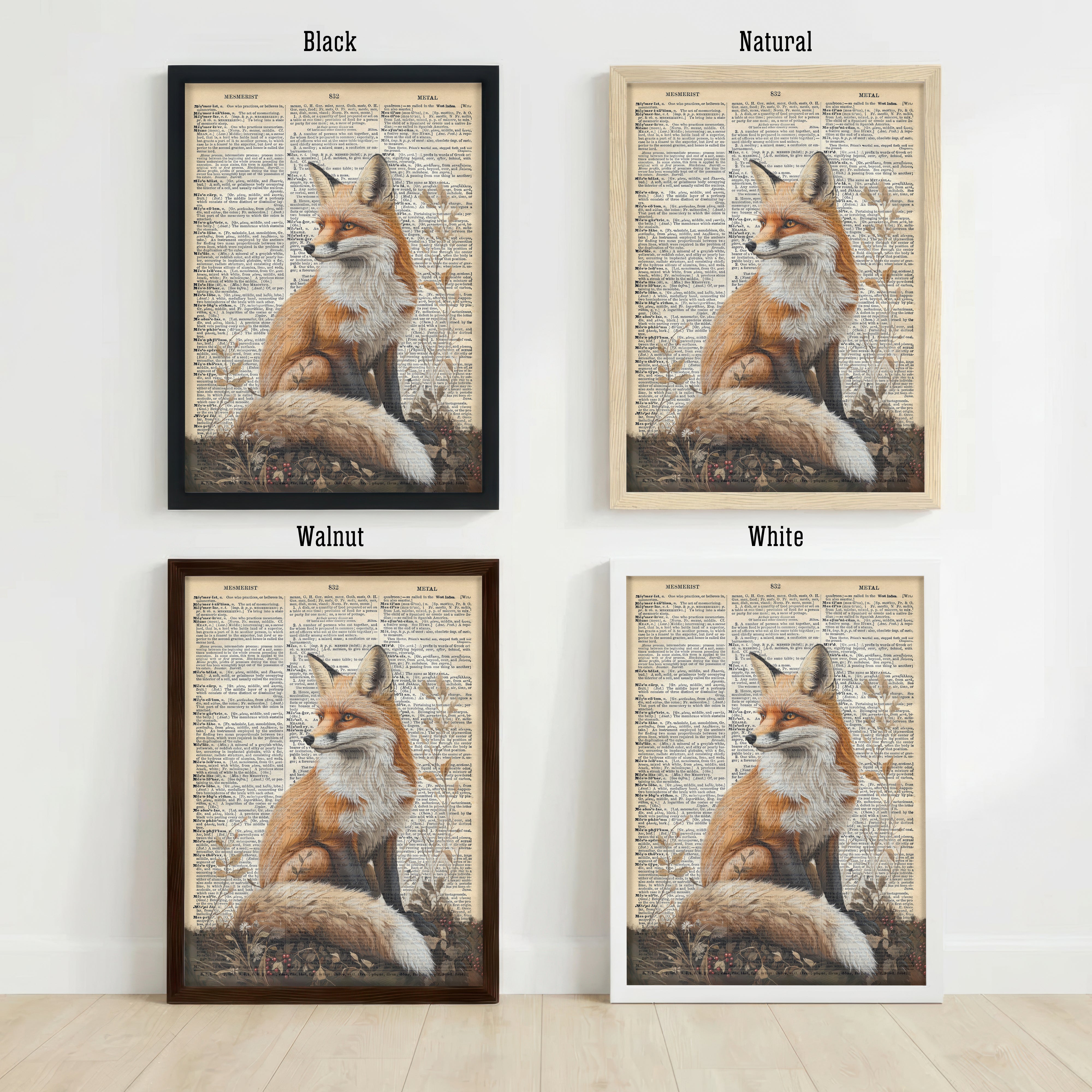 Vintage Fox Dictionary Art Print