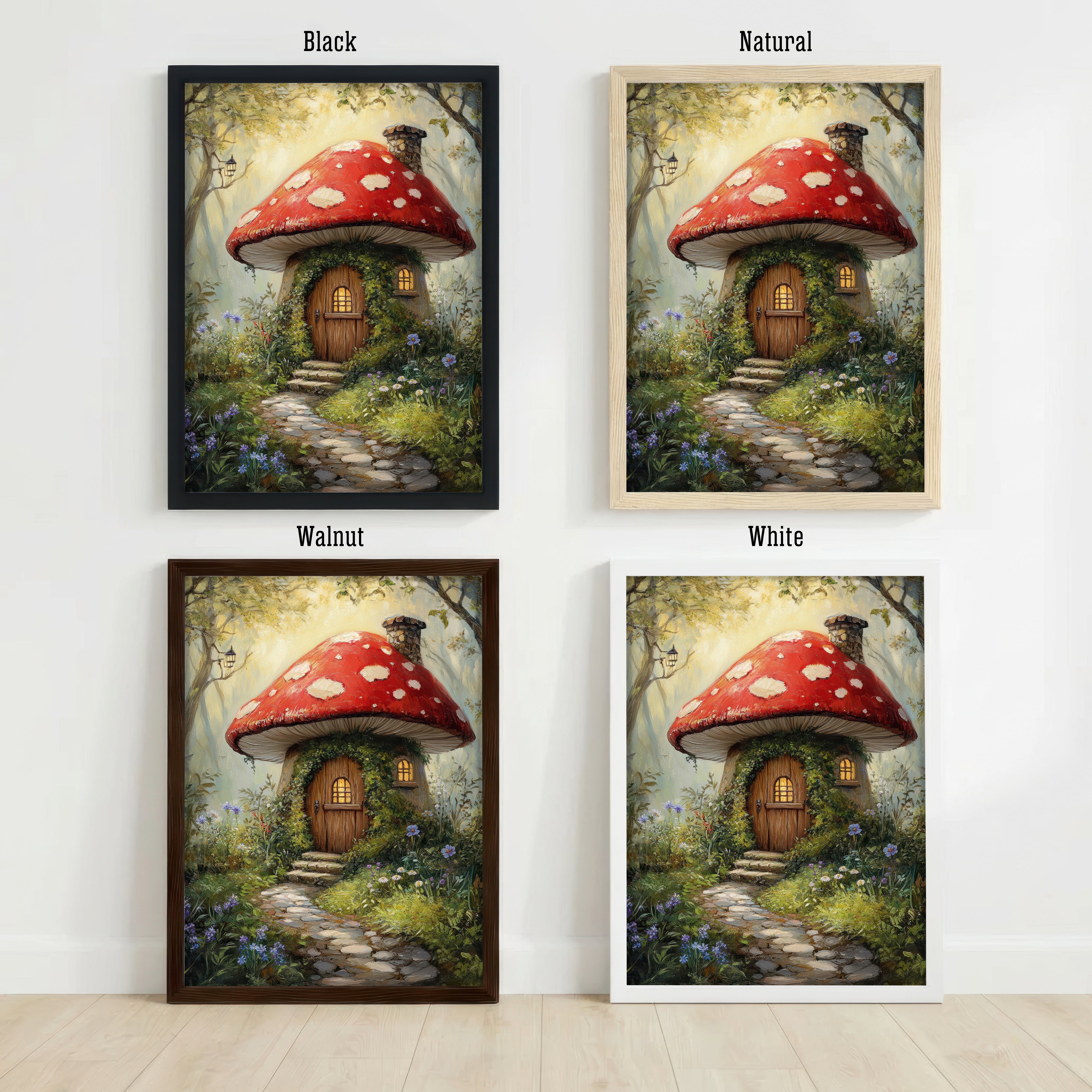 Enchanted Mushroom Cottage Art Print