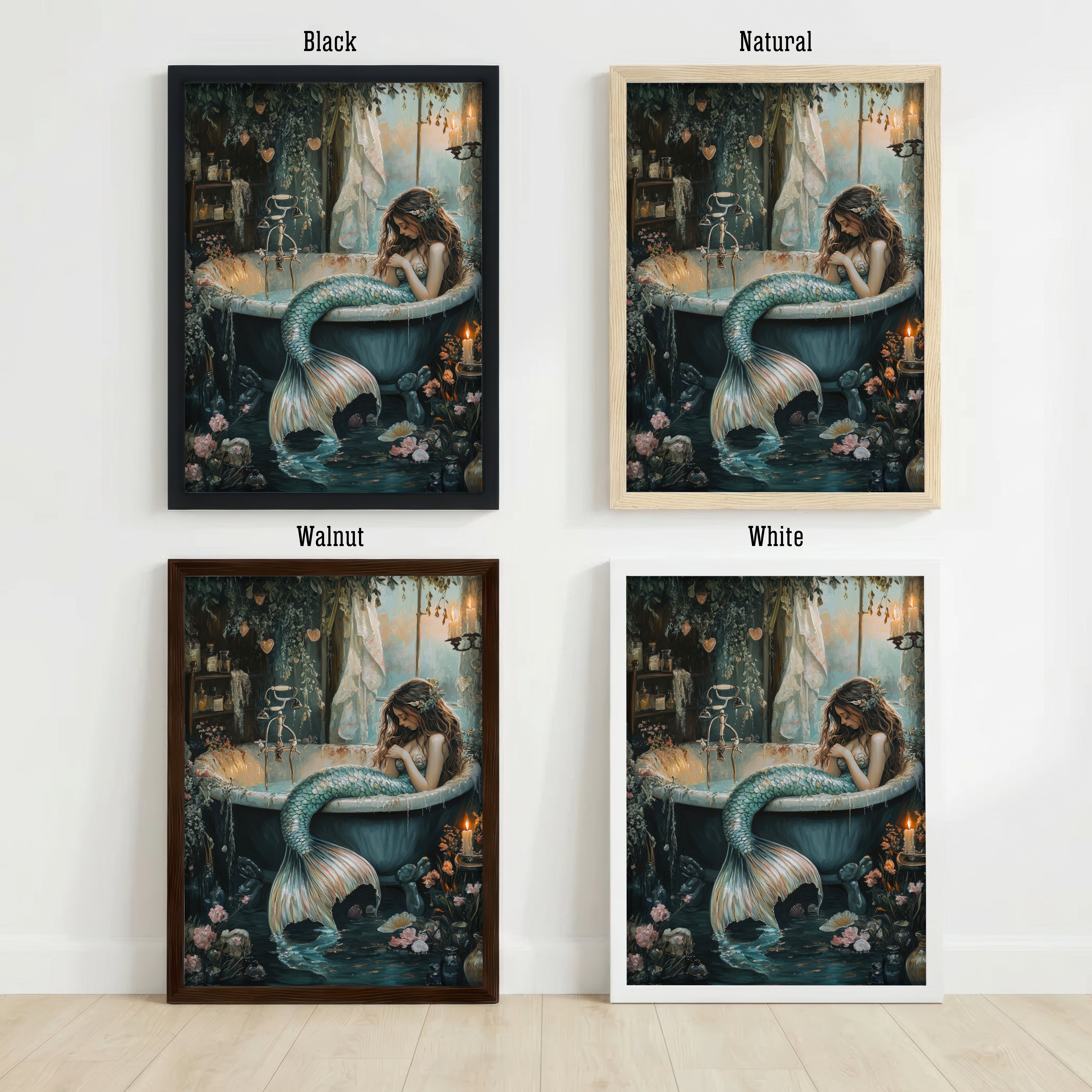 Mermaid in Antique Bath Art Print