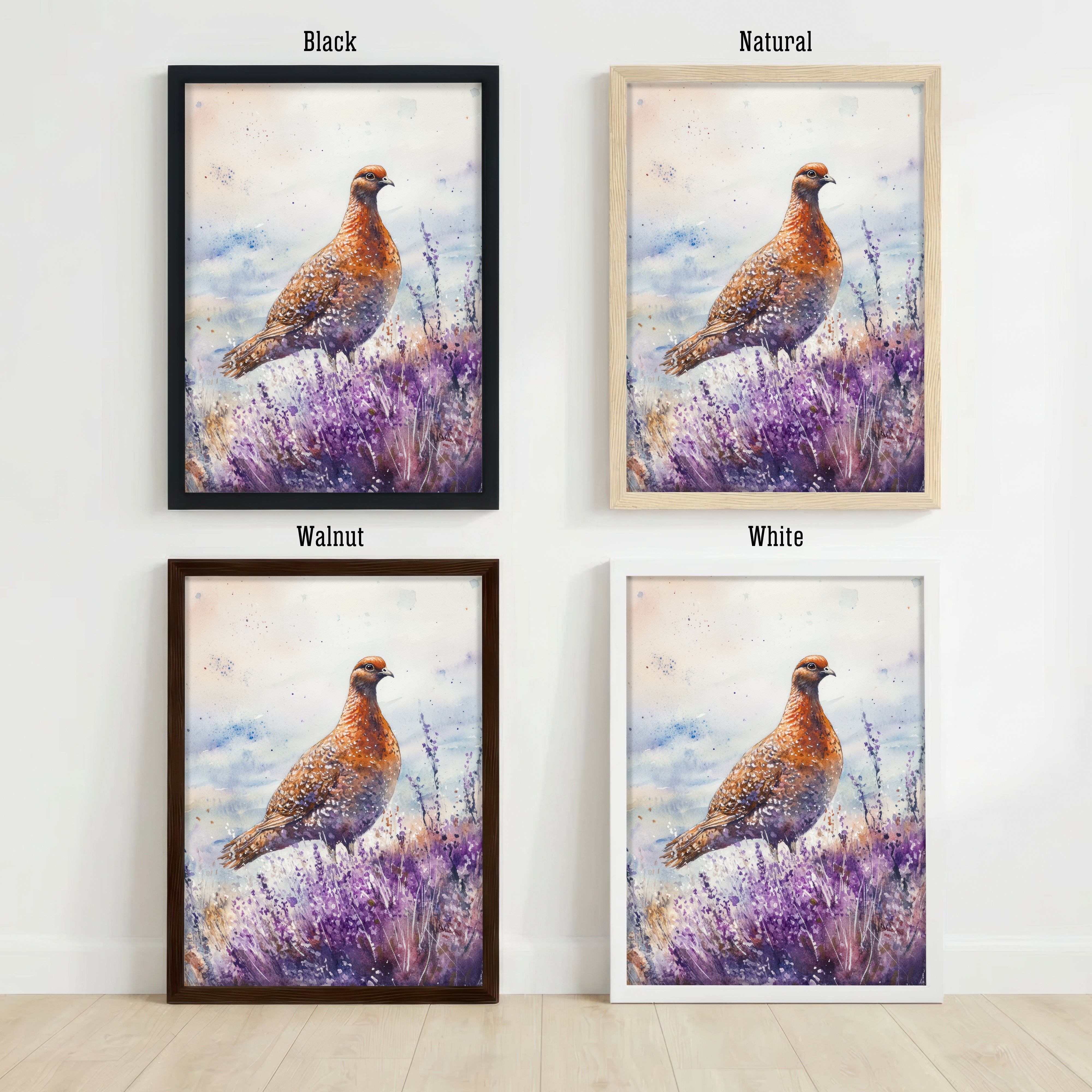 Grouse Heather Watercolour Art Print