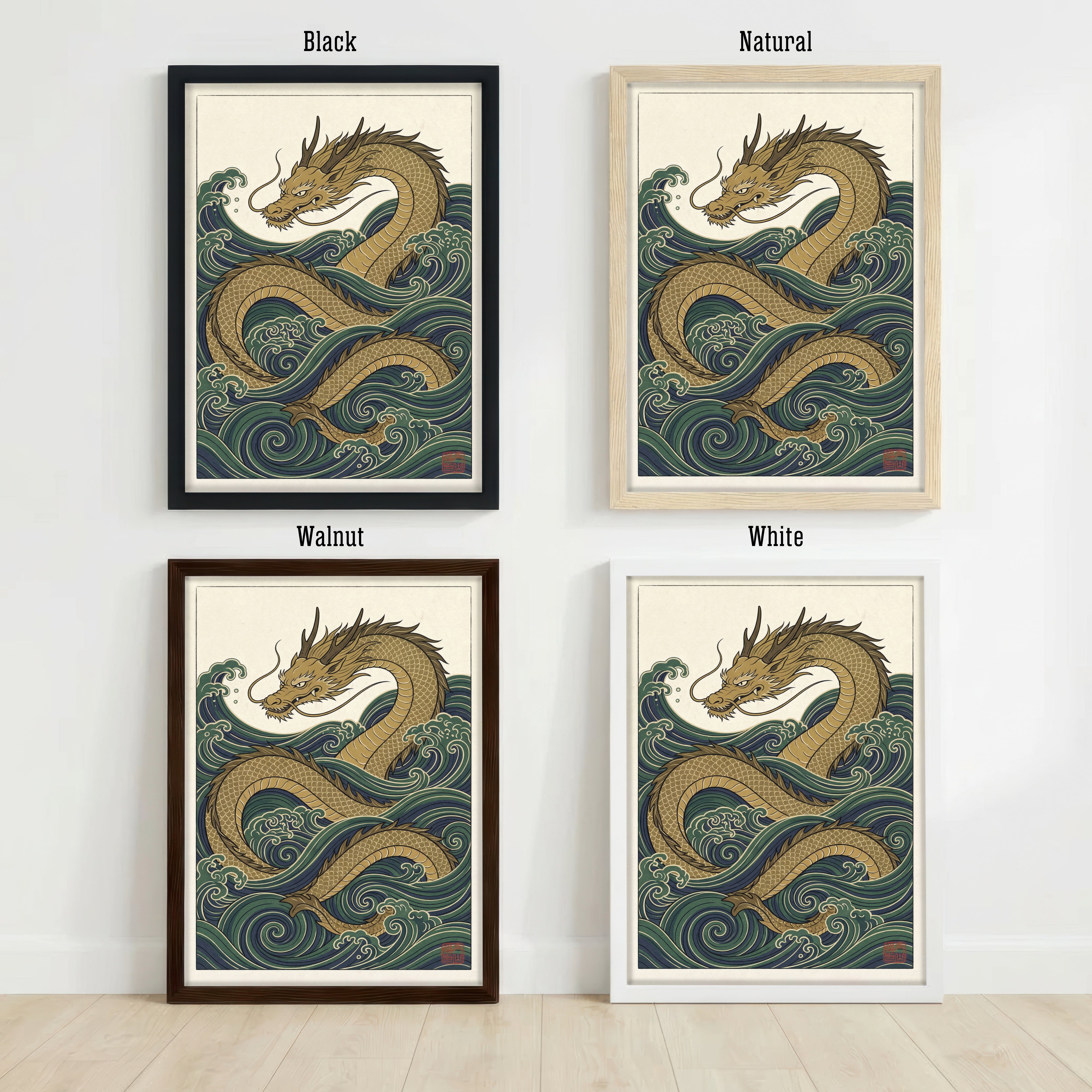 Japanese Dragon Wave Art Print