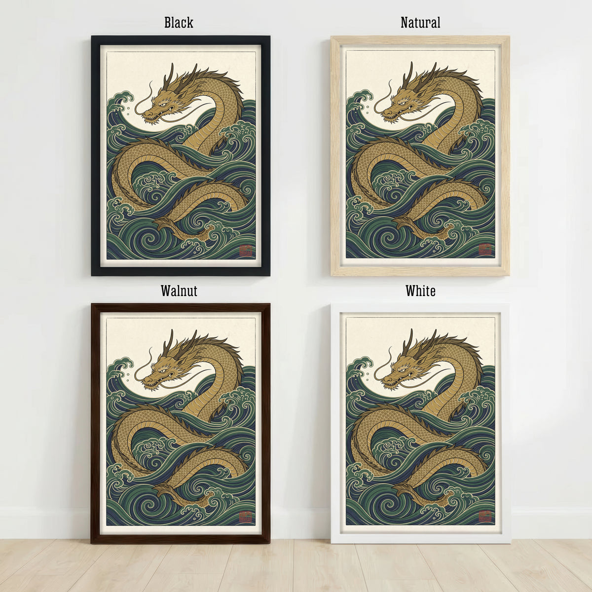 Japanese Dragon Wave Art Print