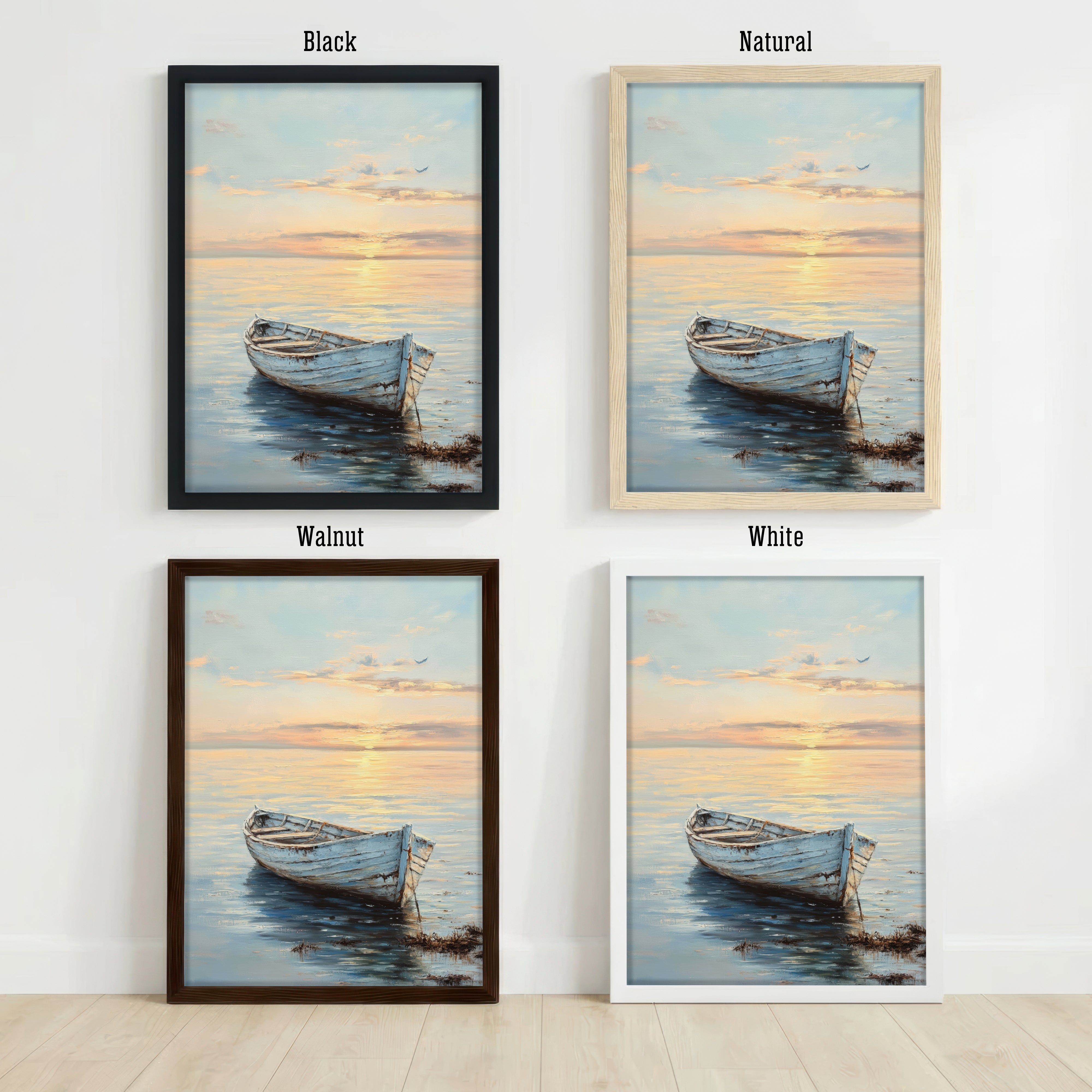 Weathered Rowboat Seascape Art Print