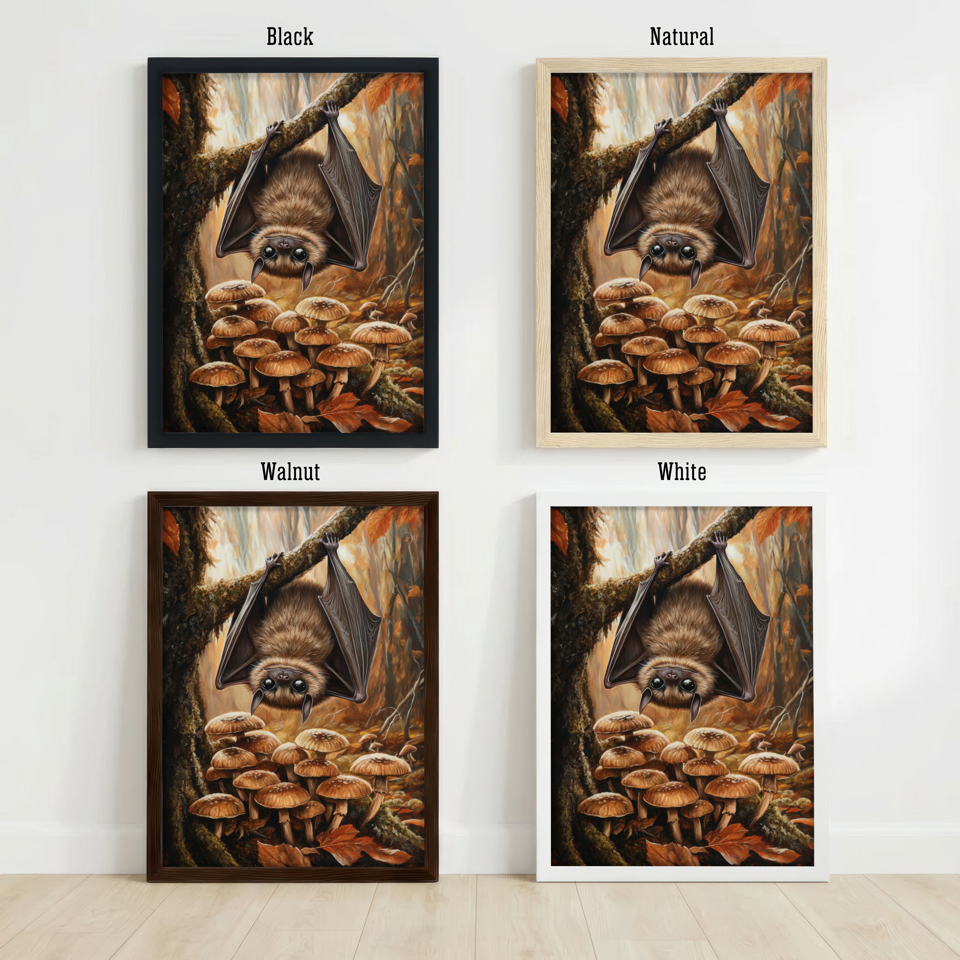 Whimsical Bat Mushroom Art Print
