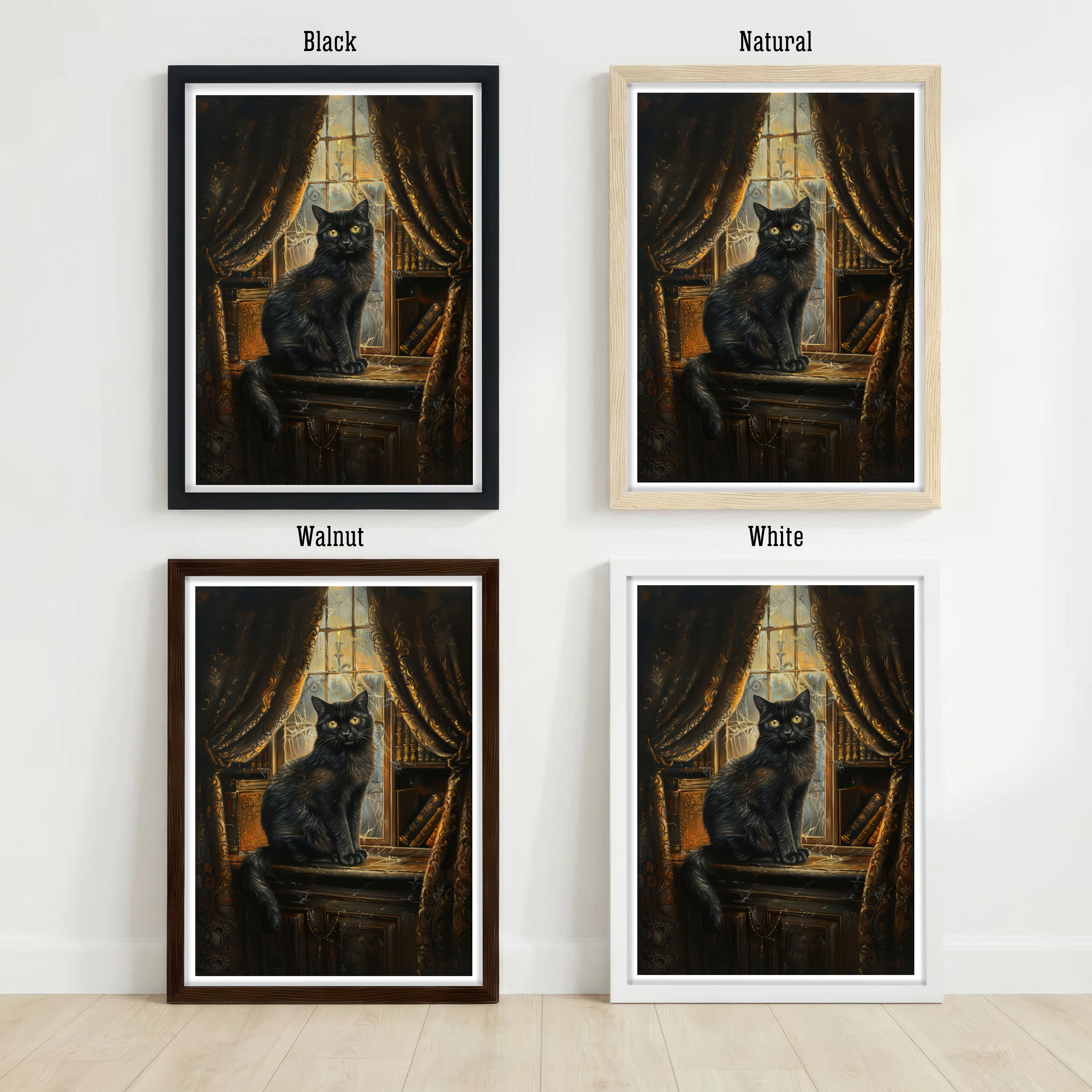 Gothic Black Cat Art Print