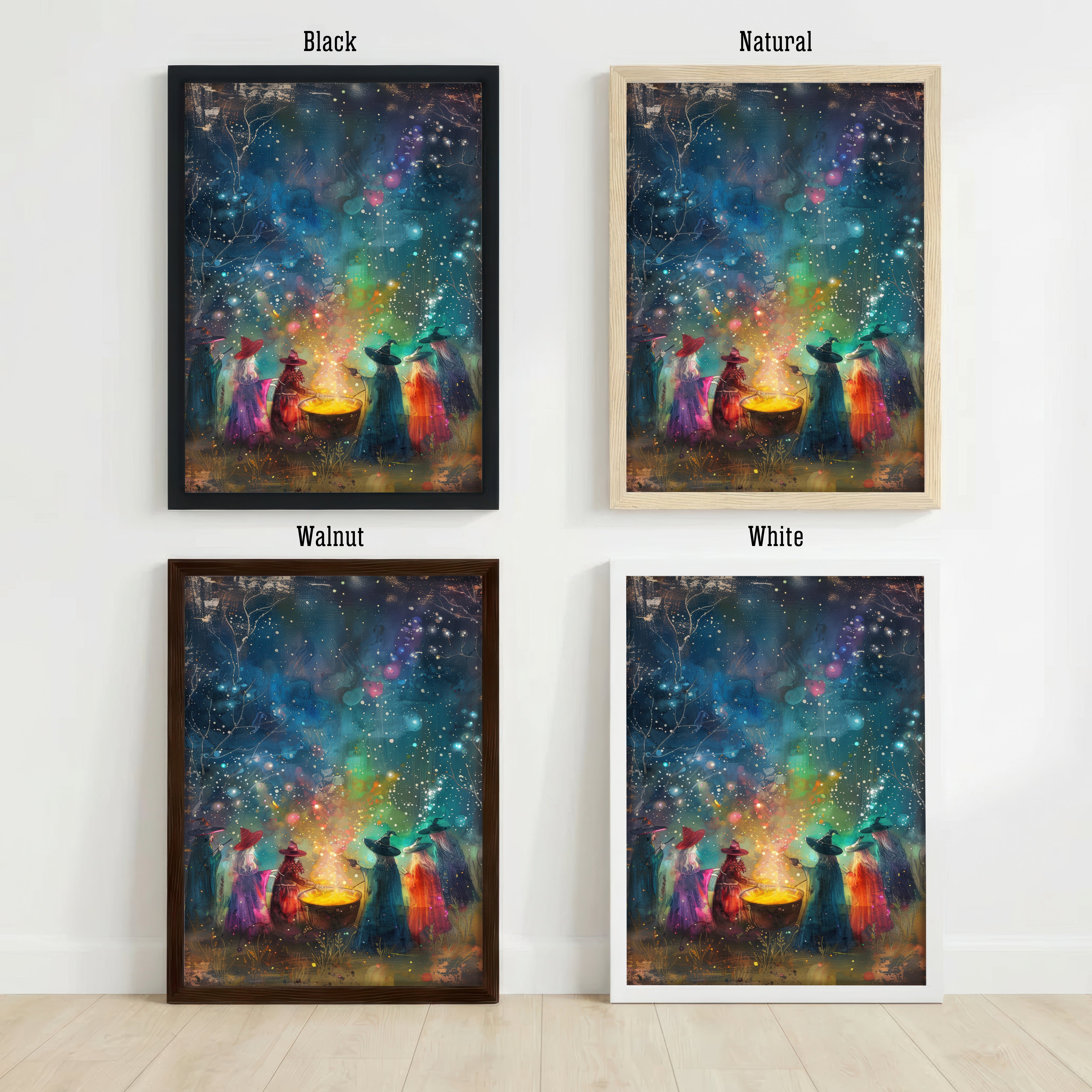 Witches Around Cauldron Fantasy Art Print