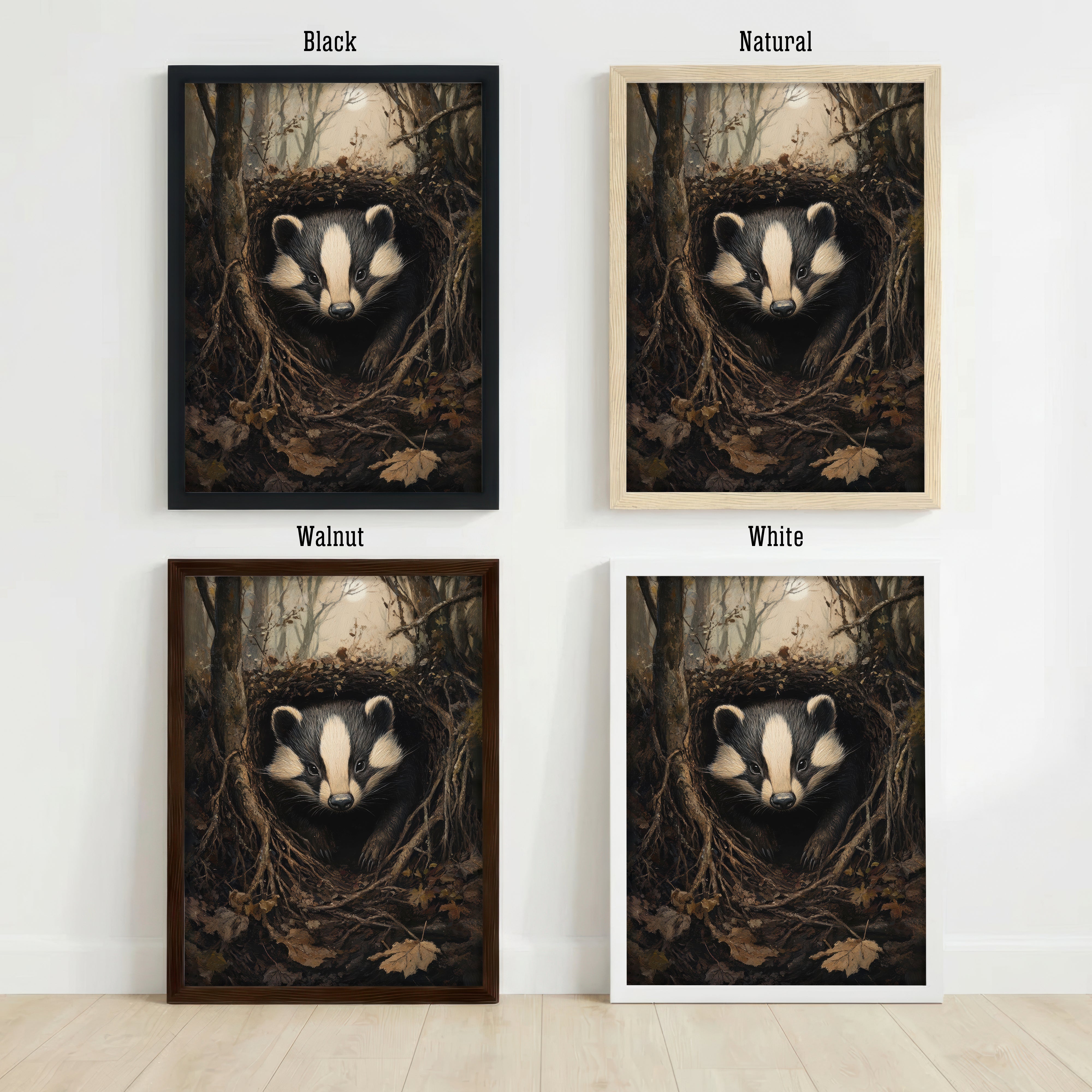 Woodland Badger Art Print