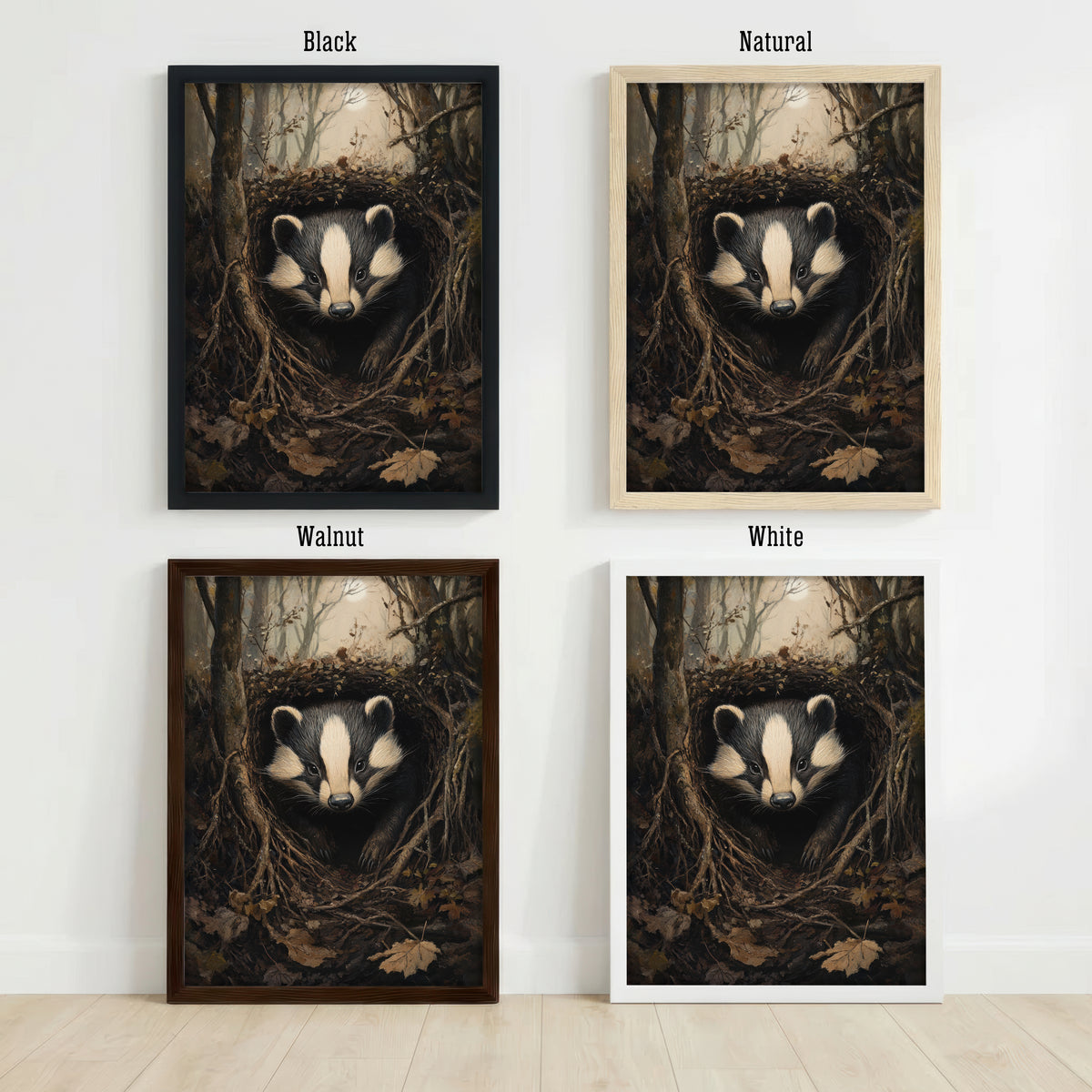 Woodland Badger Art Print