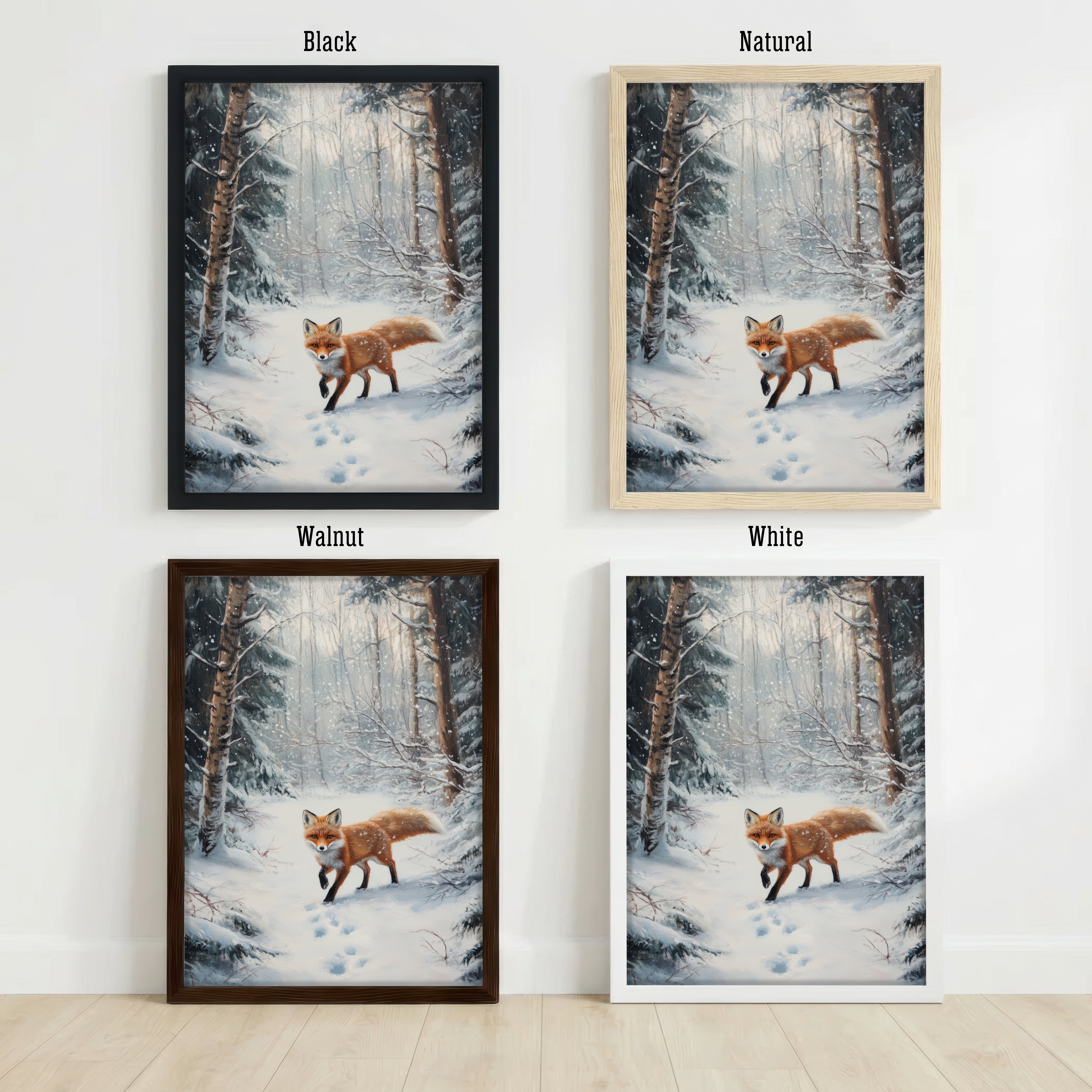 Snowy Woodland Fox Art Print