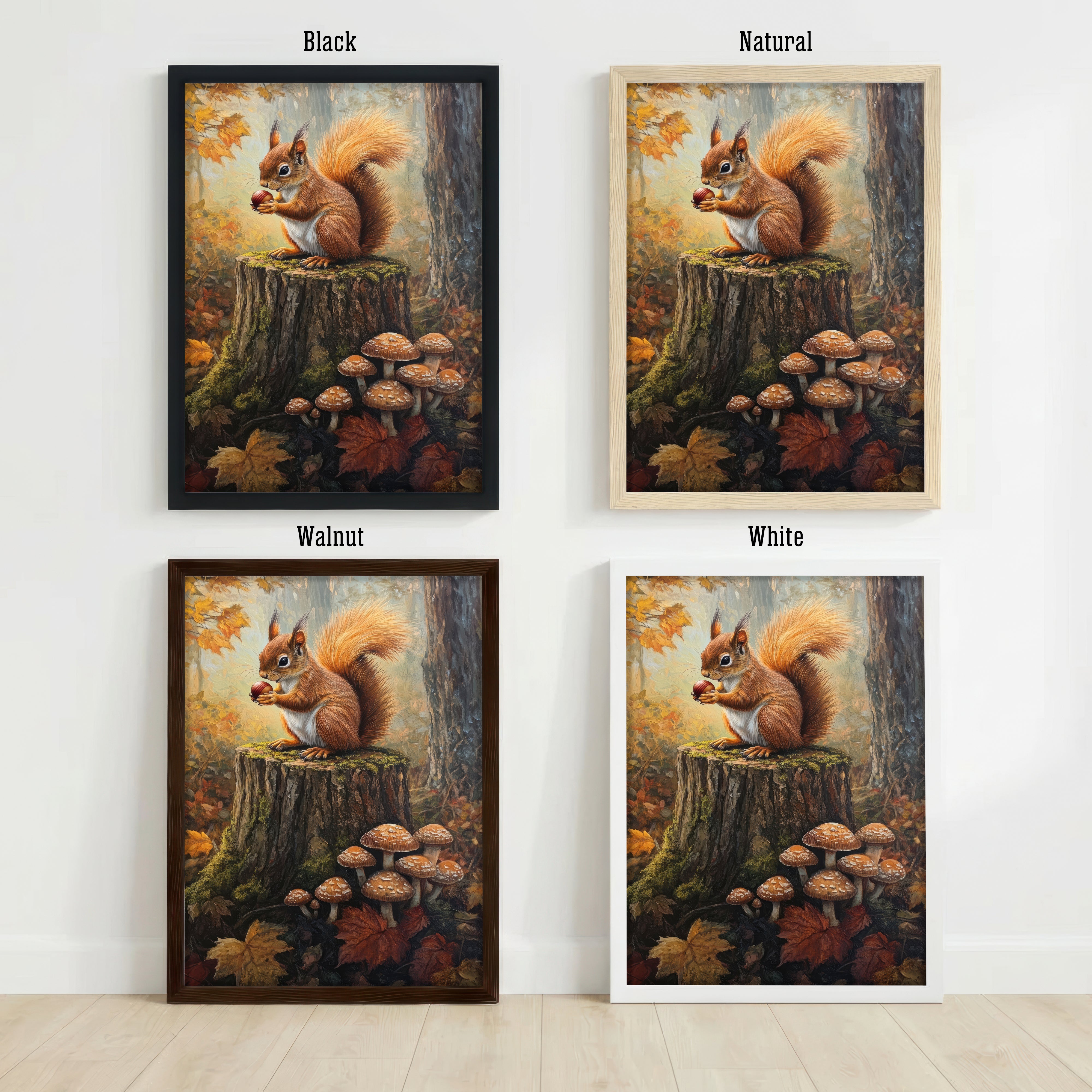 Autumn Squirrel Woodland Art Print