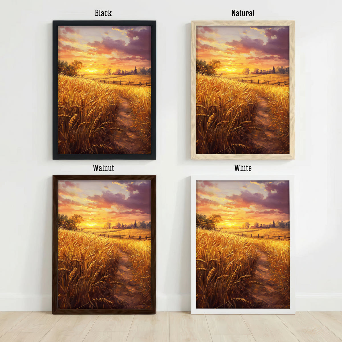 Golden Wheat Field Sunset Art Print