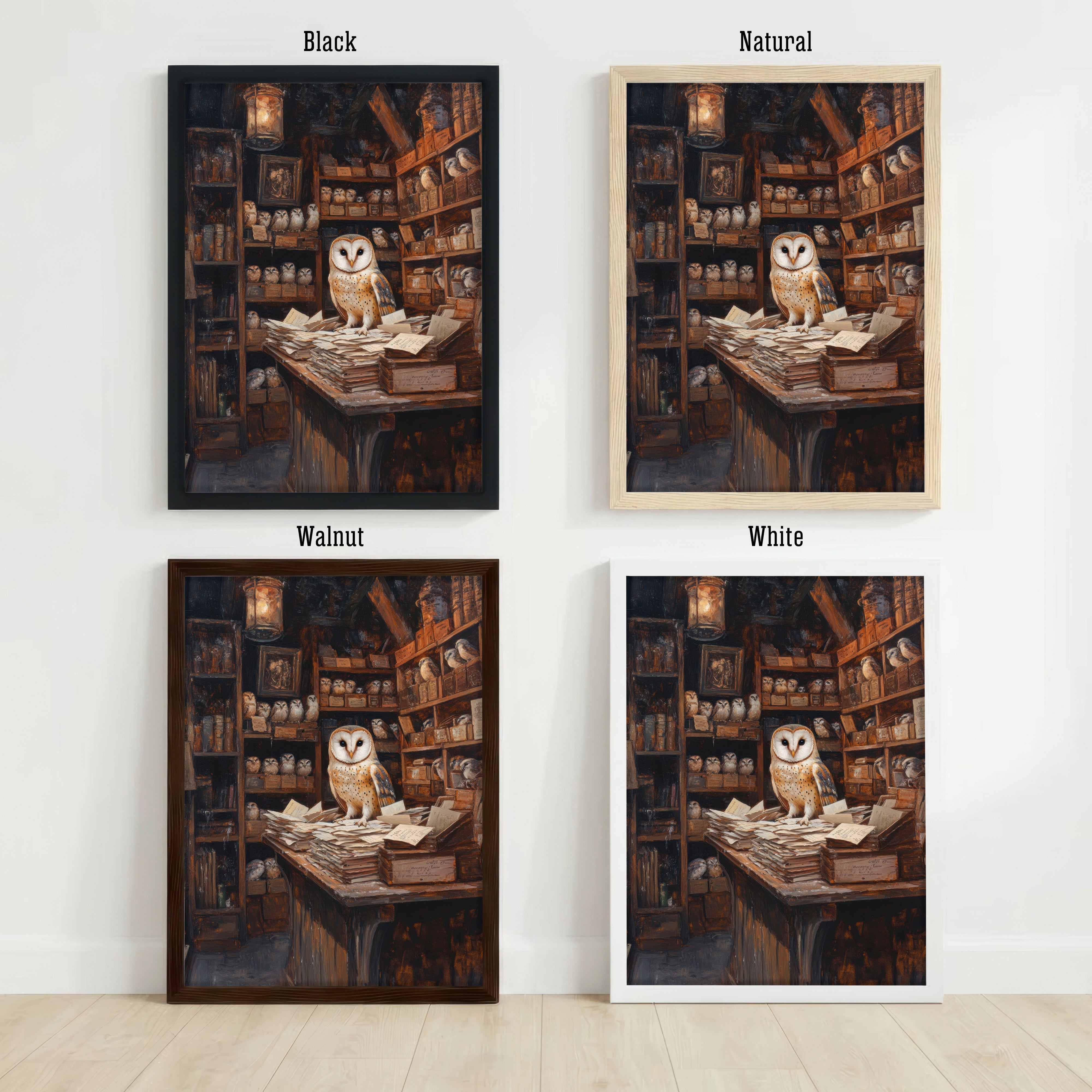 Barn Owl Dark Academia Art Print
